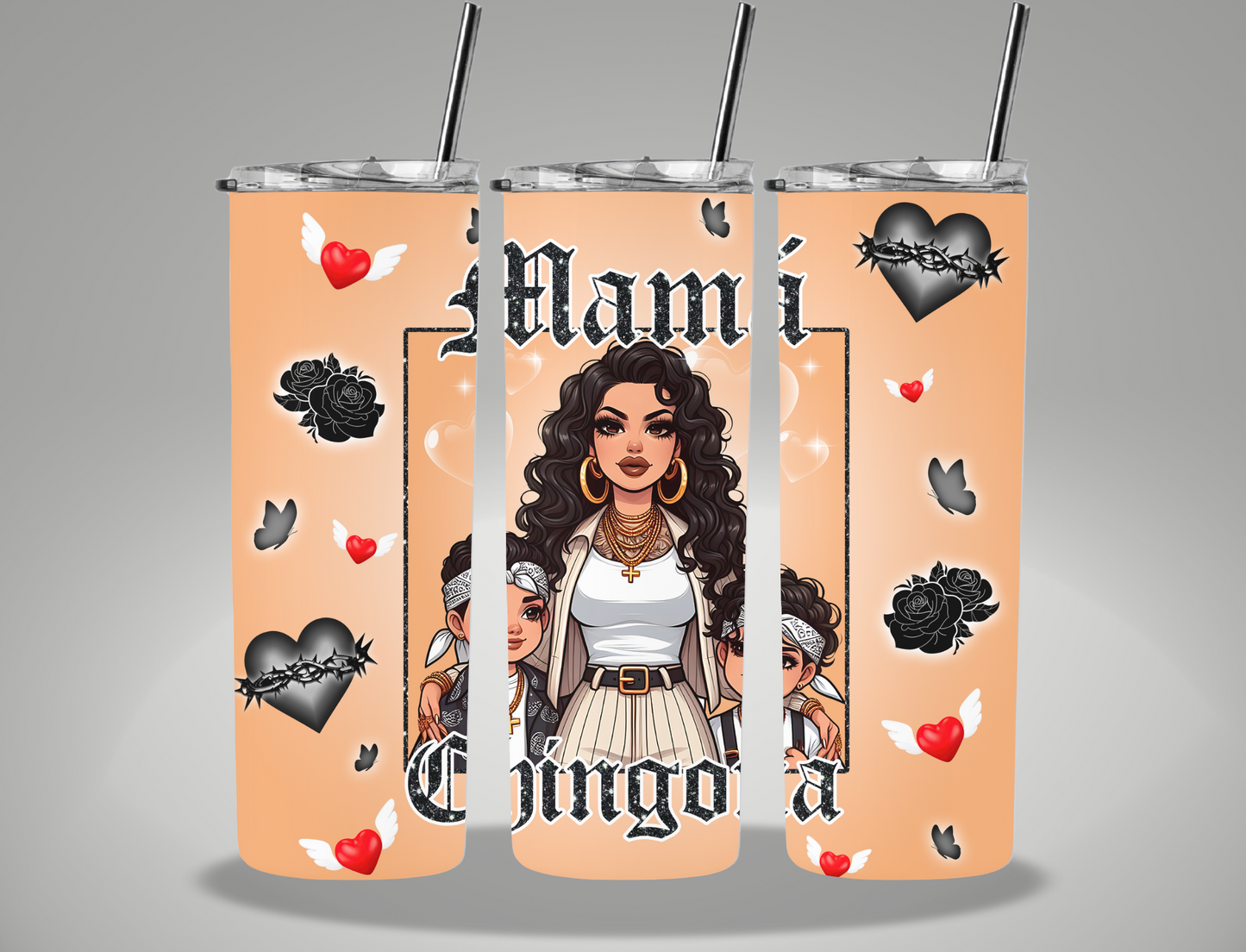 Mother's Day Tan Mama Chingona - 20oz Skinny Tumbler Wrap