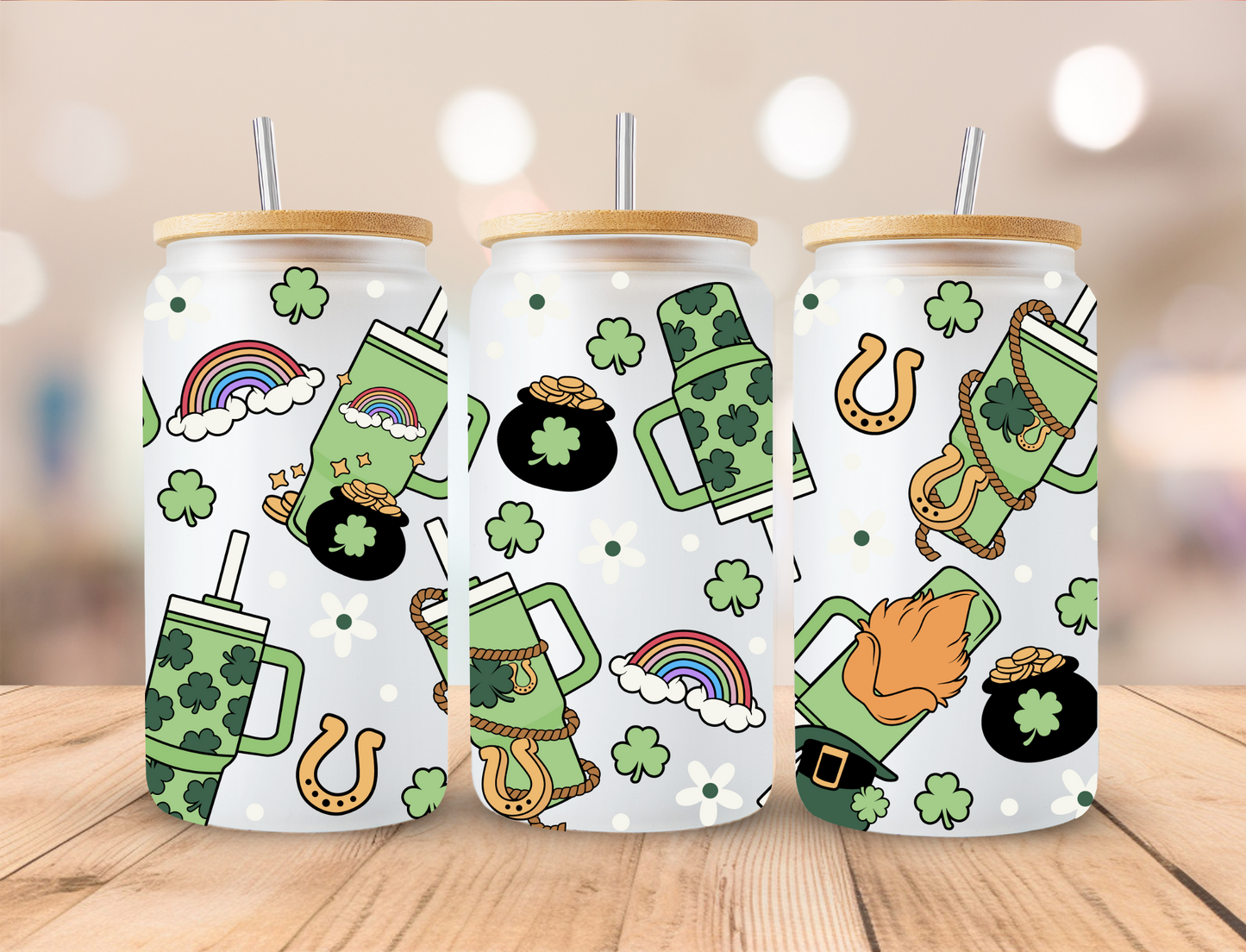 St Patrick's Day Mini Obsessive Cup Disorder - 16 oz / 20 oz Libby UV DTF Wrap