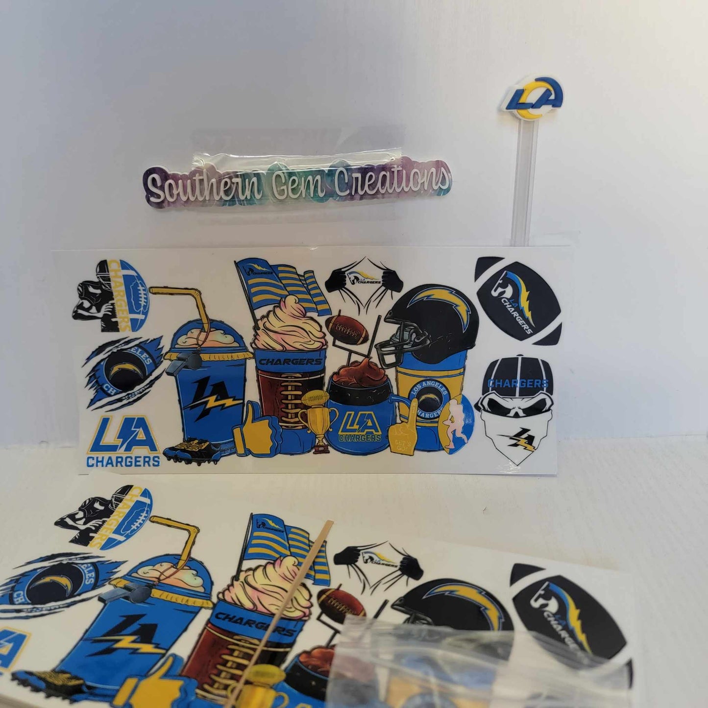 LA Chargers Football Team - 16 oz Libby UV DTF RTS