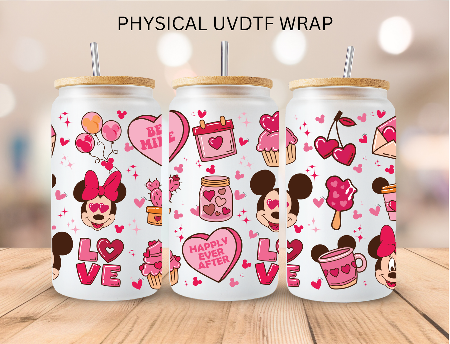 Valentines Mouse Pink Happily Ever After - 16 oz / 20 oz Libby UV DTF