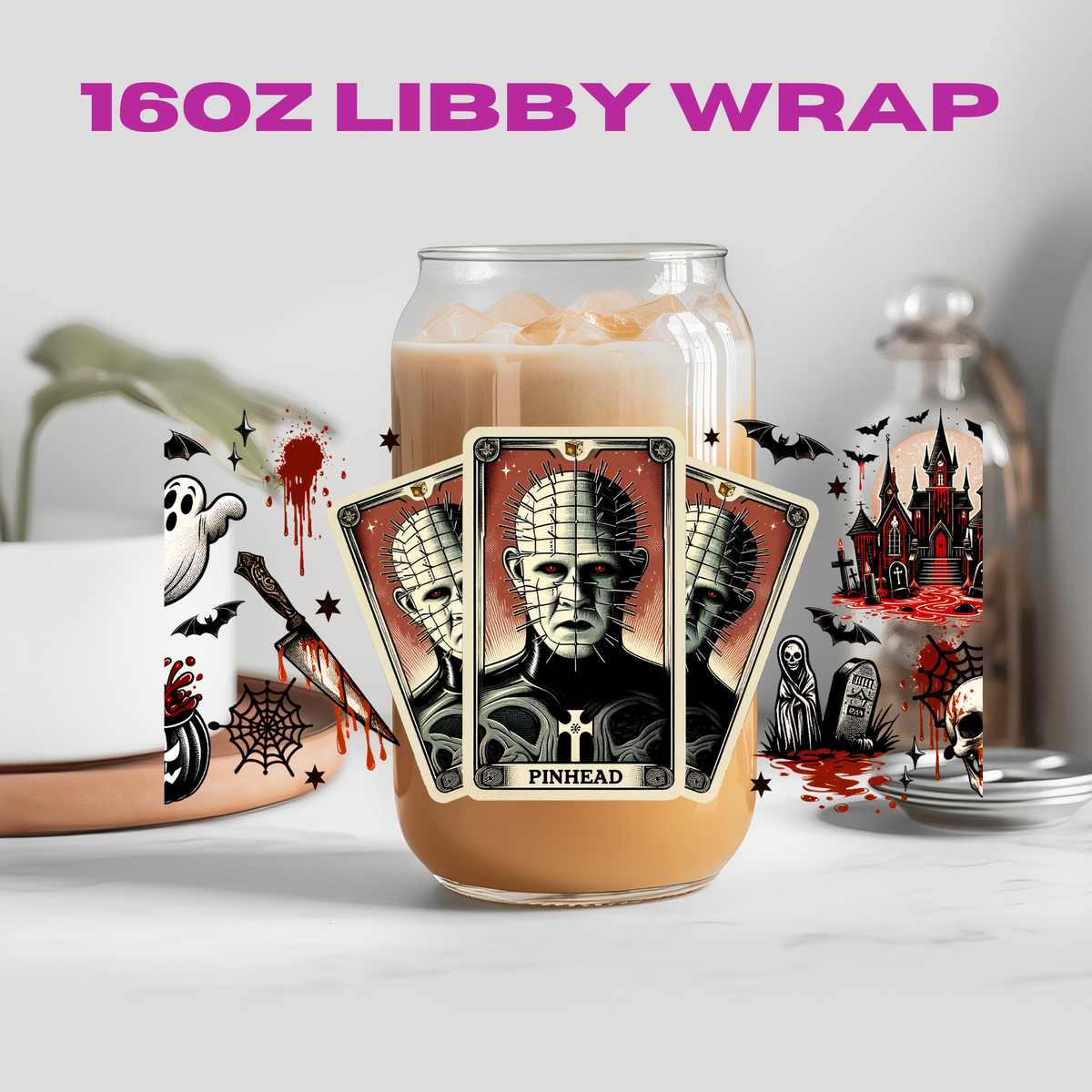 Horror Halloween Tarot Card Collection - 16 oz / 20 oz Libby UV DTF Wrap