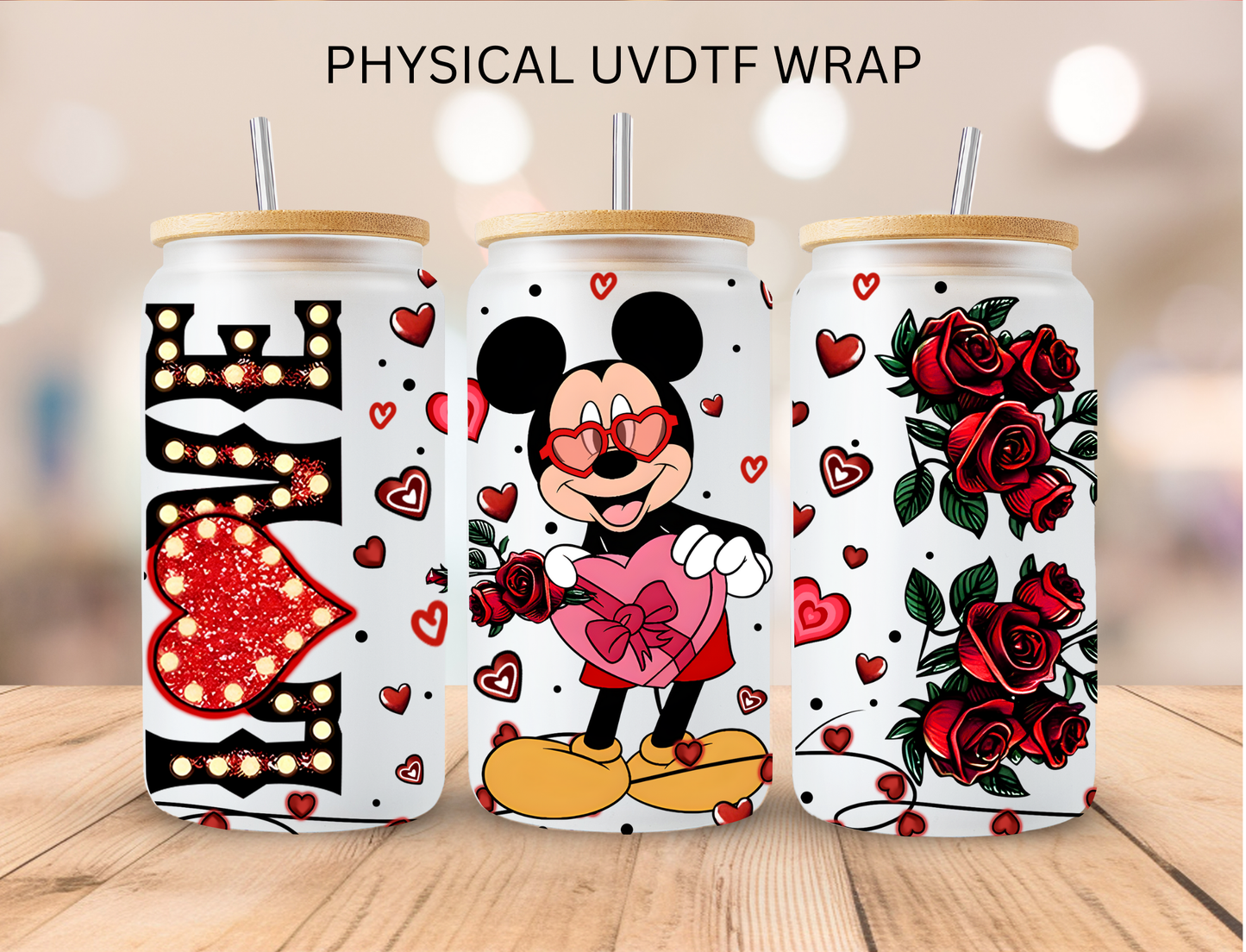 Valentines LOVE Mouse - 16 oz / 20 oz Libby UV DTF Wrap
