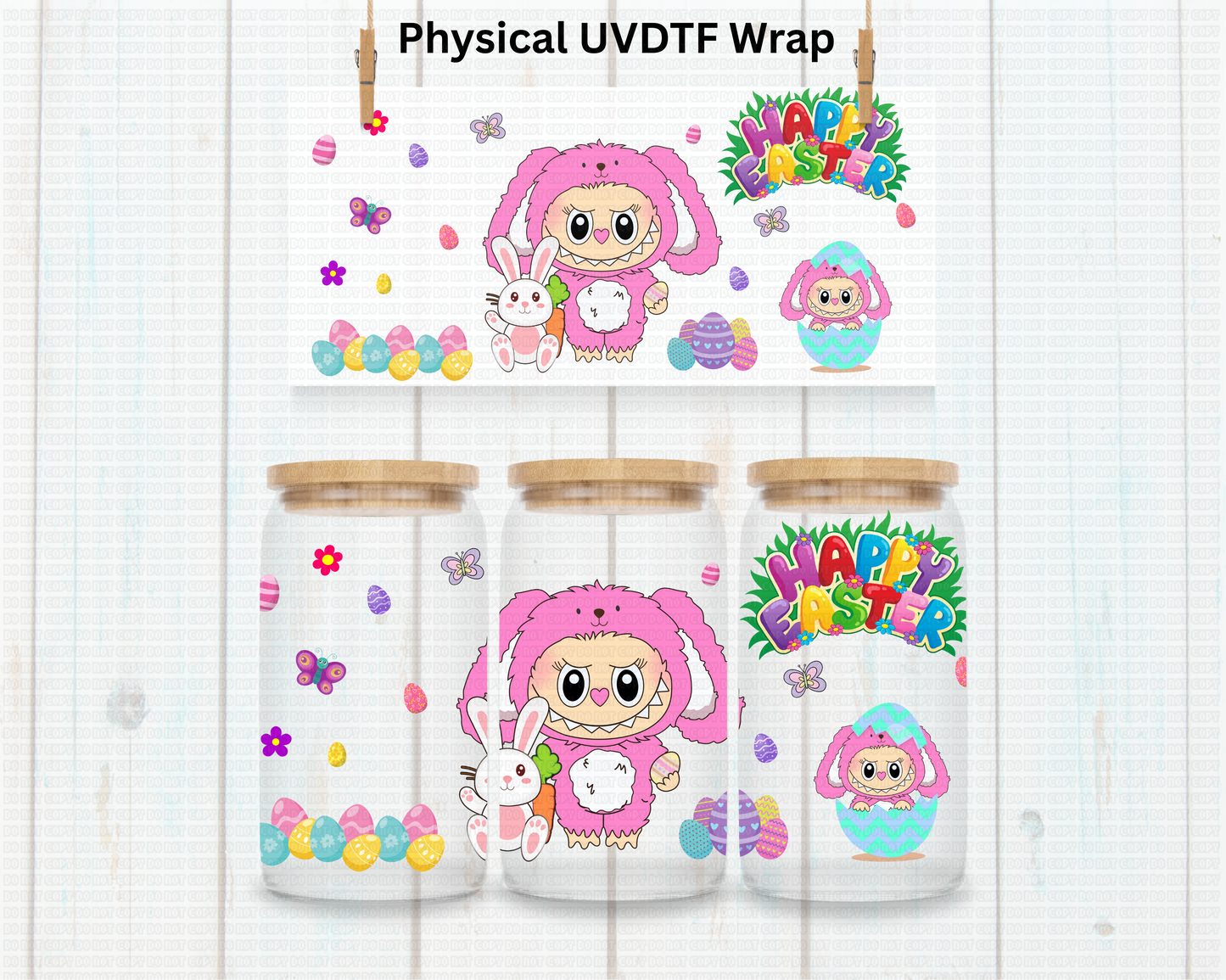 Pink Fuzzy Bunny LaBu Bear - 16 oz / 20 oz Libby UV DTF