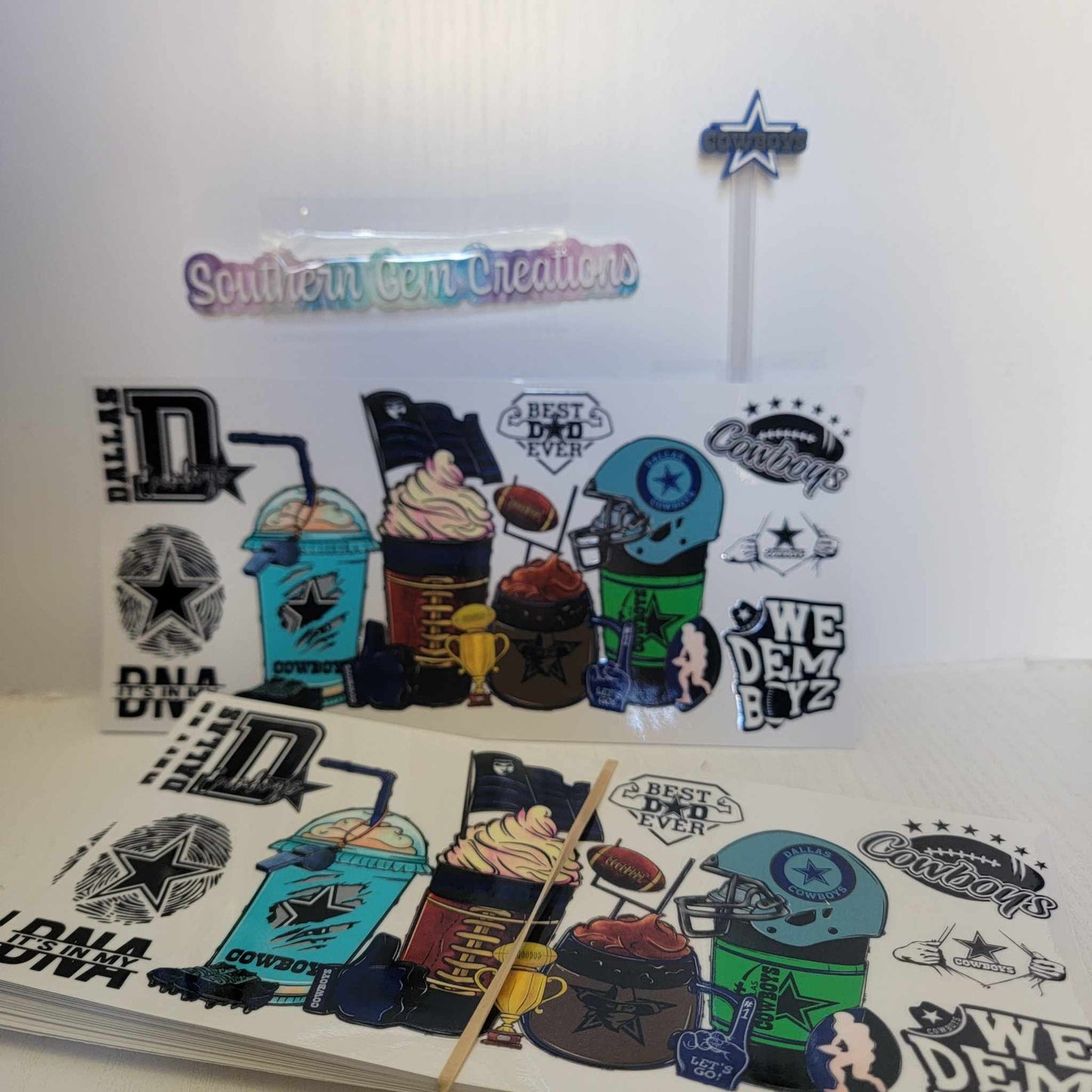 Dallas Cowboys Football Team - 16 oz Libby UV DTF RTS