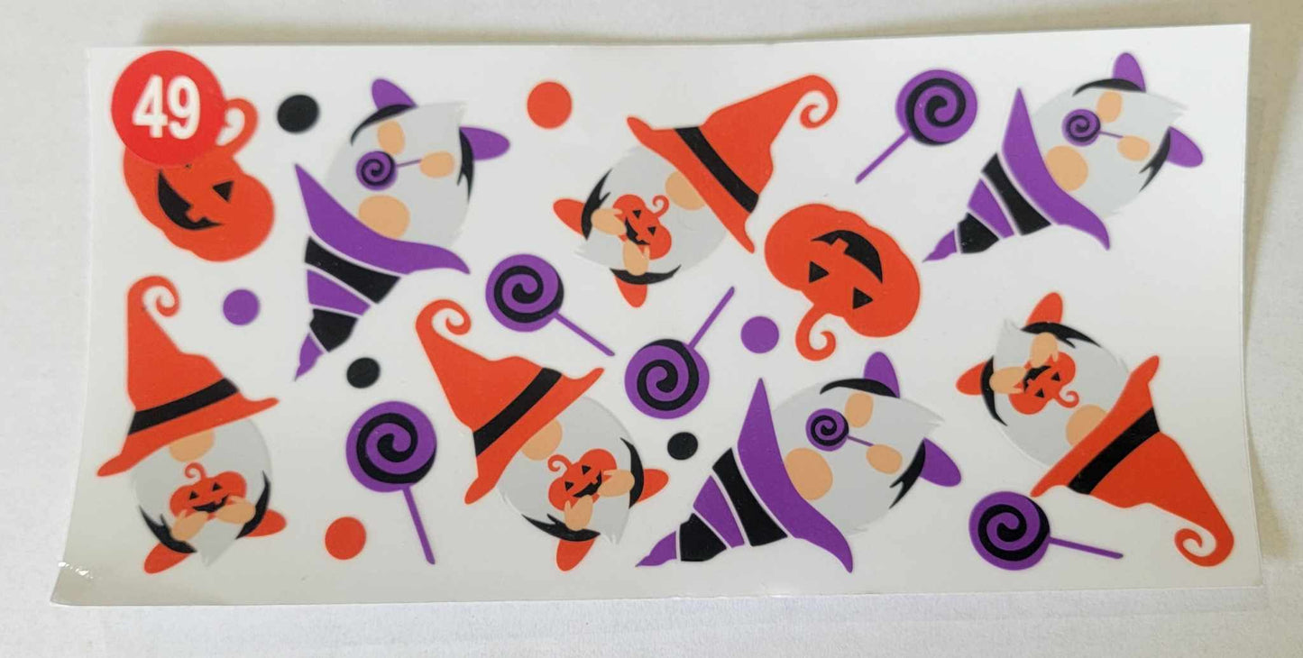 Halloween Gnome Candy - 16 oz Libby UV DTF Wrap RTS