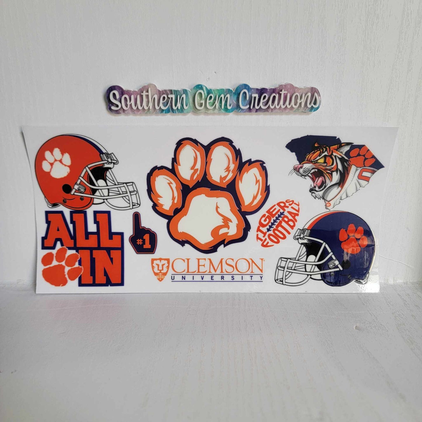 Clemson University Football Team - 16 oz Libby UV DTF RTS