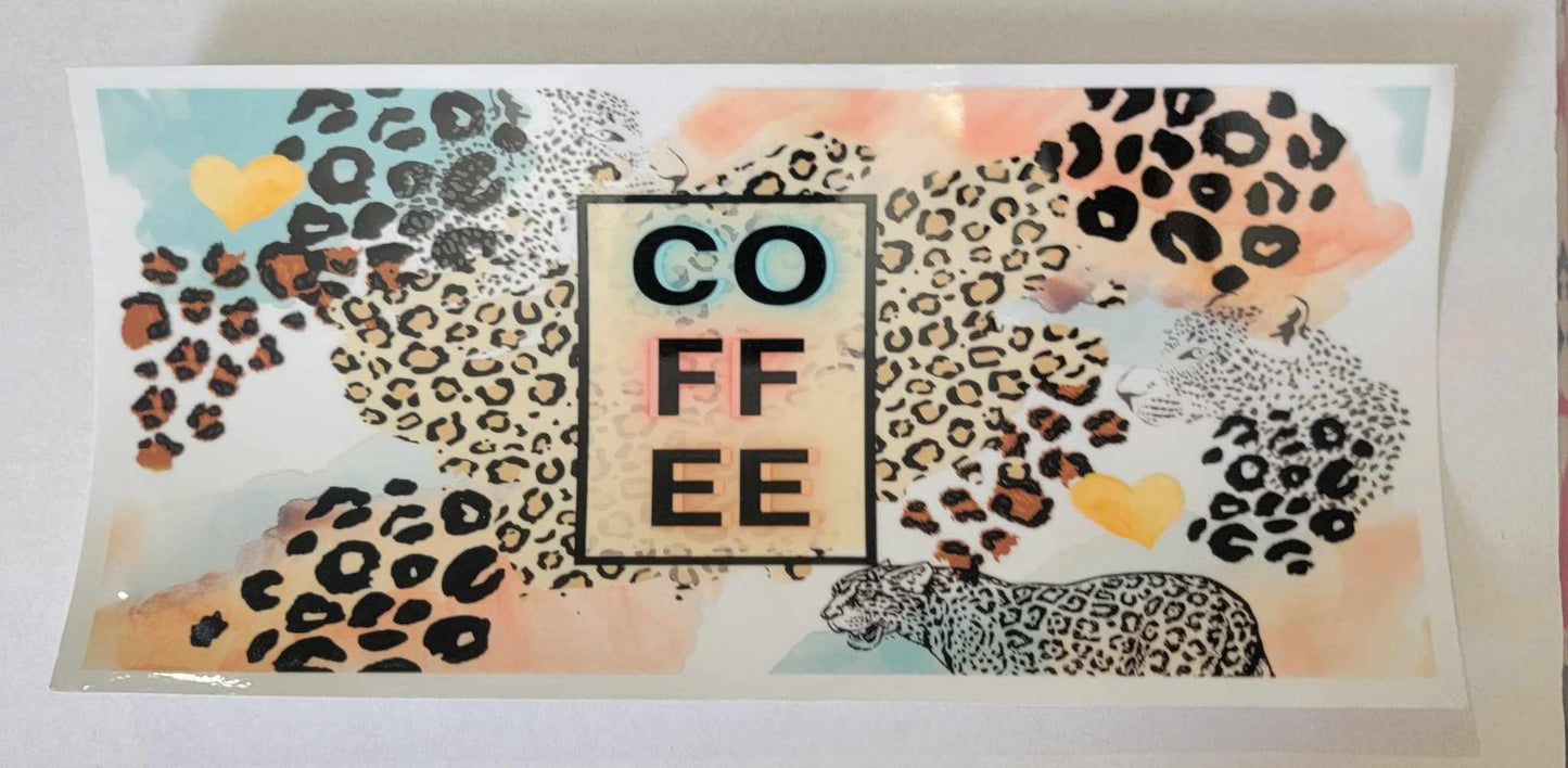 Cheetah Coffee - 16 oz Libby UV DTF Wrap RTS
