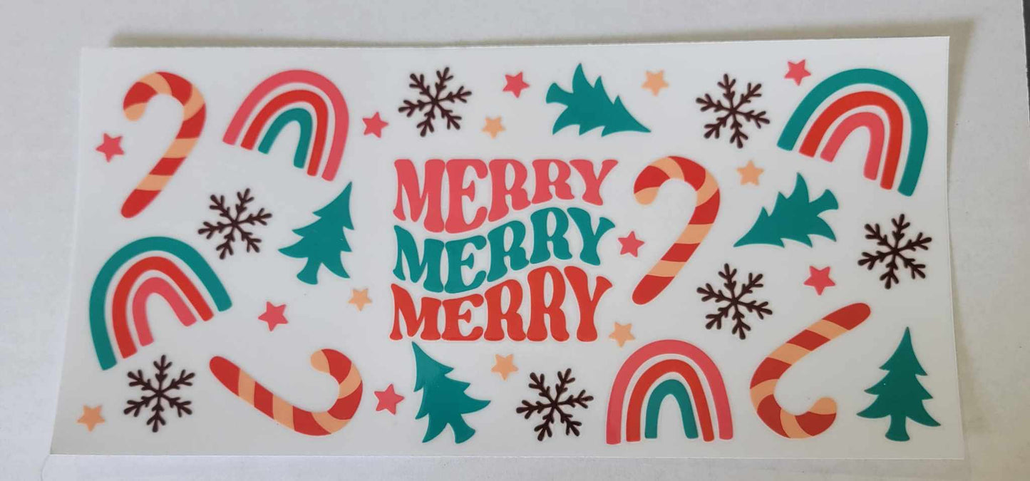 Christmas Merry - 16 oz Libby UV DTF Wrap RTS