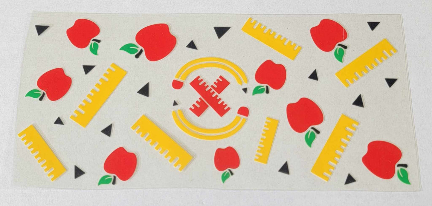 School Pencils Crayons and Rulers - 16 oz Libby UV DTF Wrap RTS