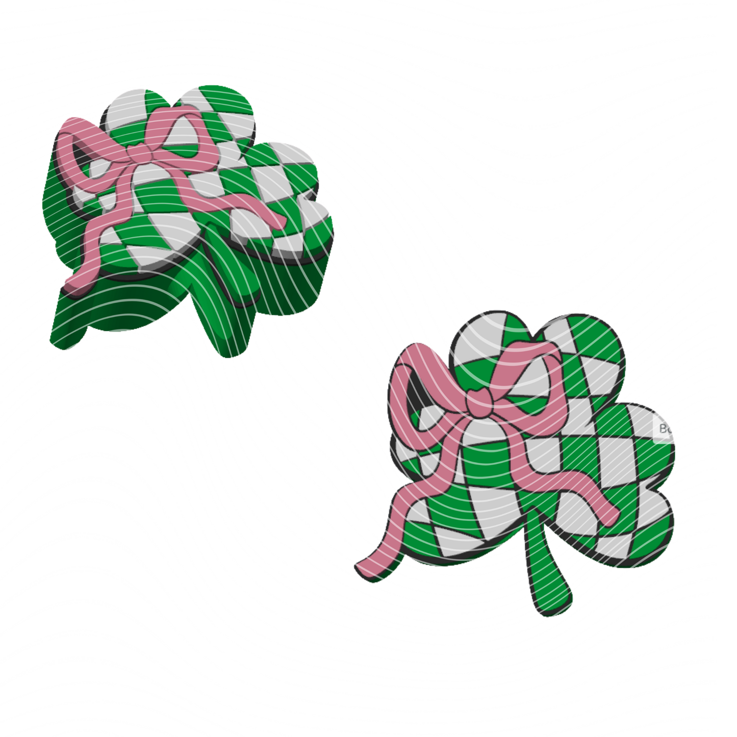 Checkered Clover Bow - 3D Printed Straw Topper