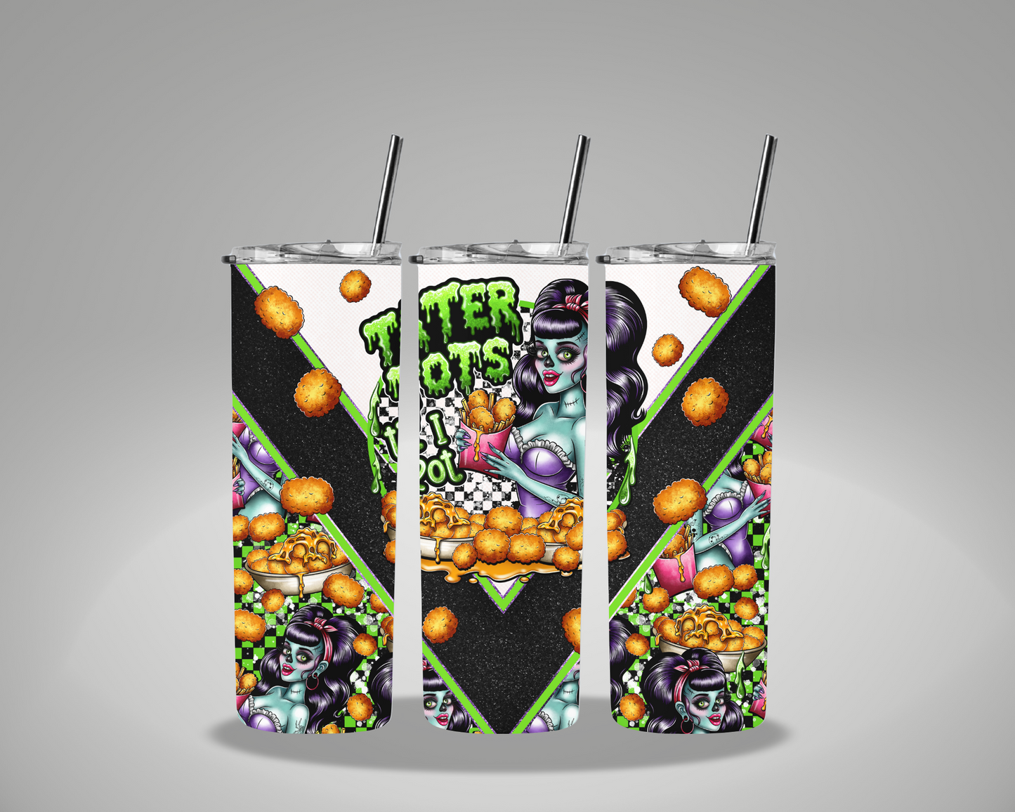 Tator Tots Zombie - 20oz Skinny Tumbler Wrap GRAVITIES EXCLUSIVE