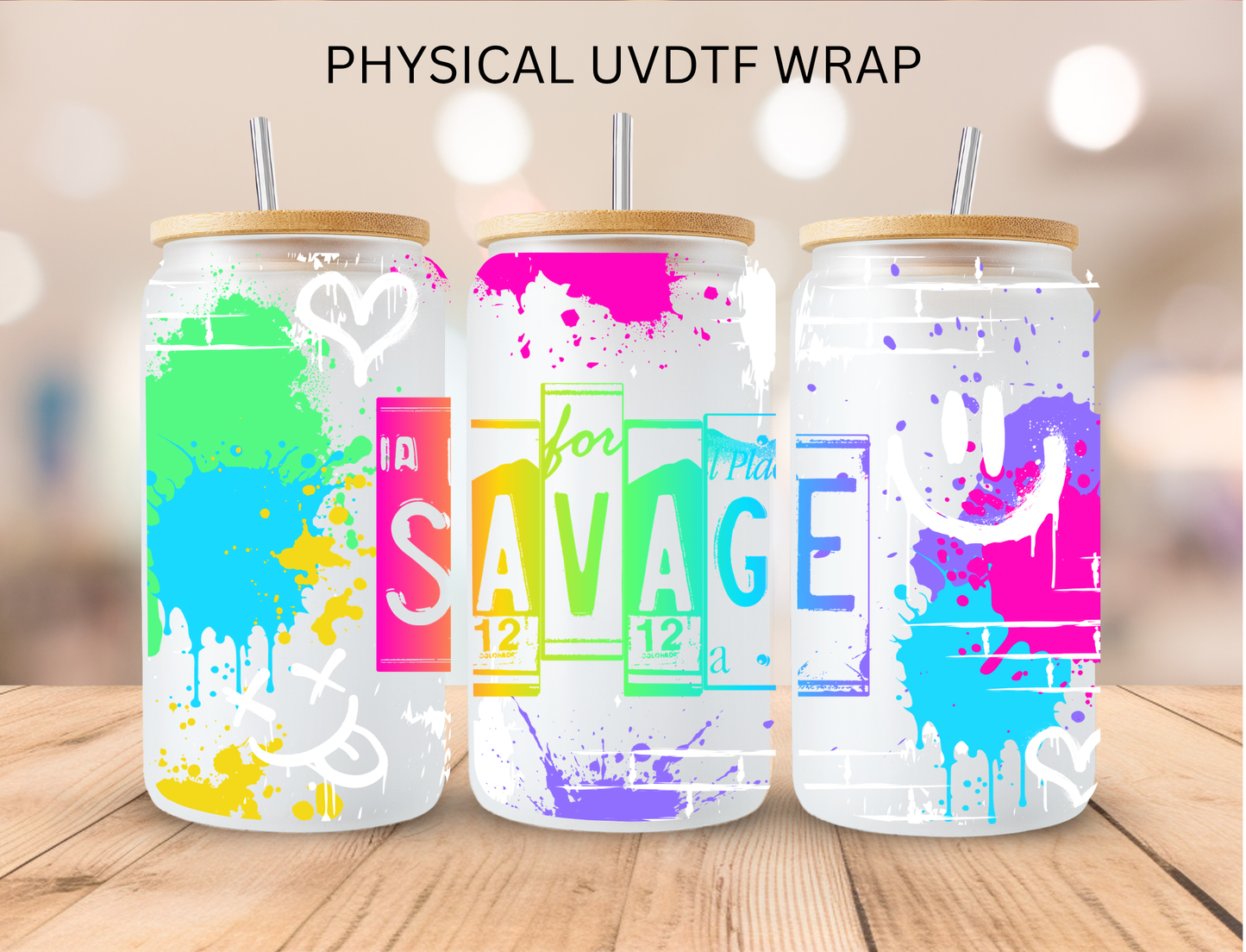 Neon Savage - 16 oz / 20 oz Libby UV DTF Wrap
