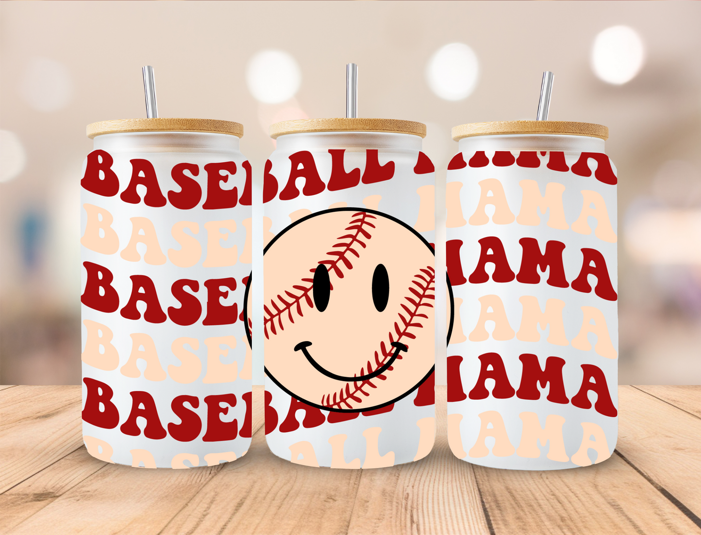 Baseball Mama - 16 oz / 20 oz Libby UV DTF Wrap