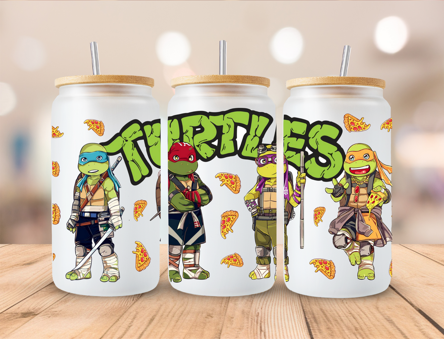Green Turtles TMNT - 16 oz Libby UV DTF Wrap