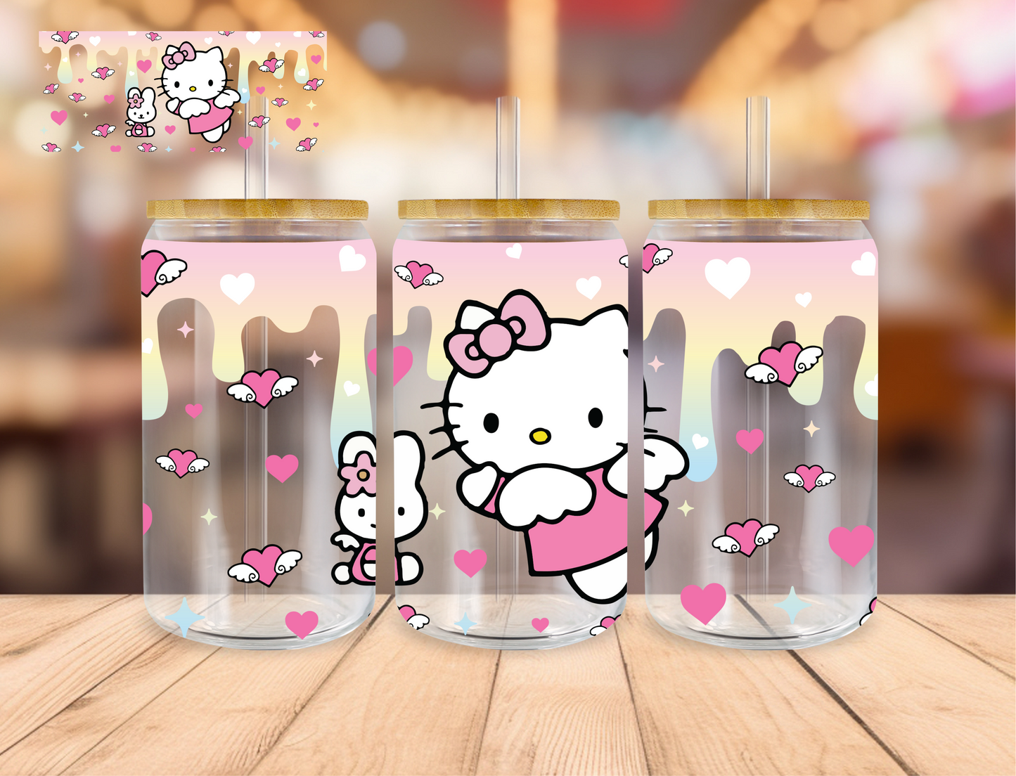 Drippy Kitty - 16 oz / 20 oz Libby UV DTF Wrap