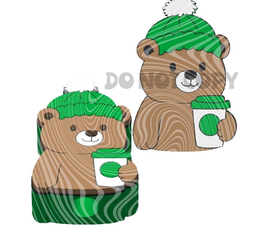 Bearista Coffee Bear - 3D Printed Straw Topper