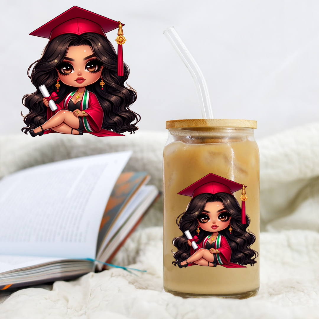 Chicano Graduation Brunette With Red - UV DTF Libby Decal