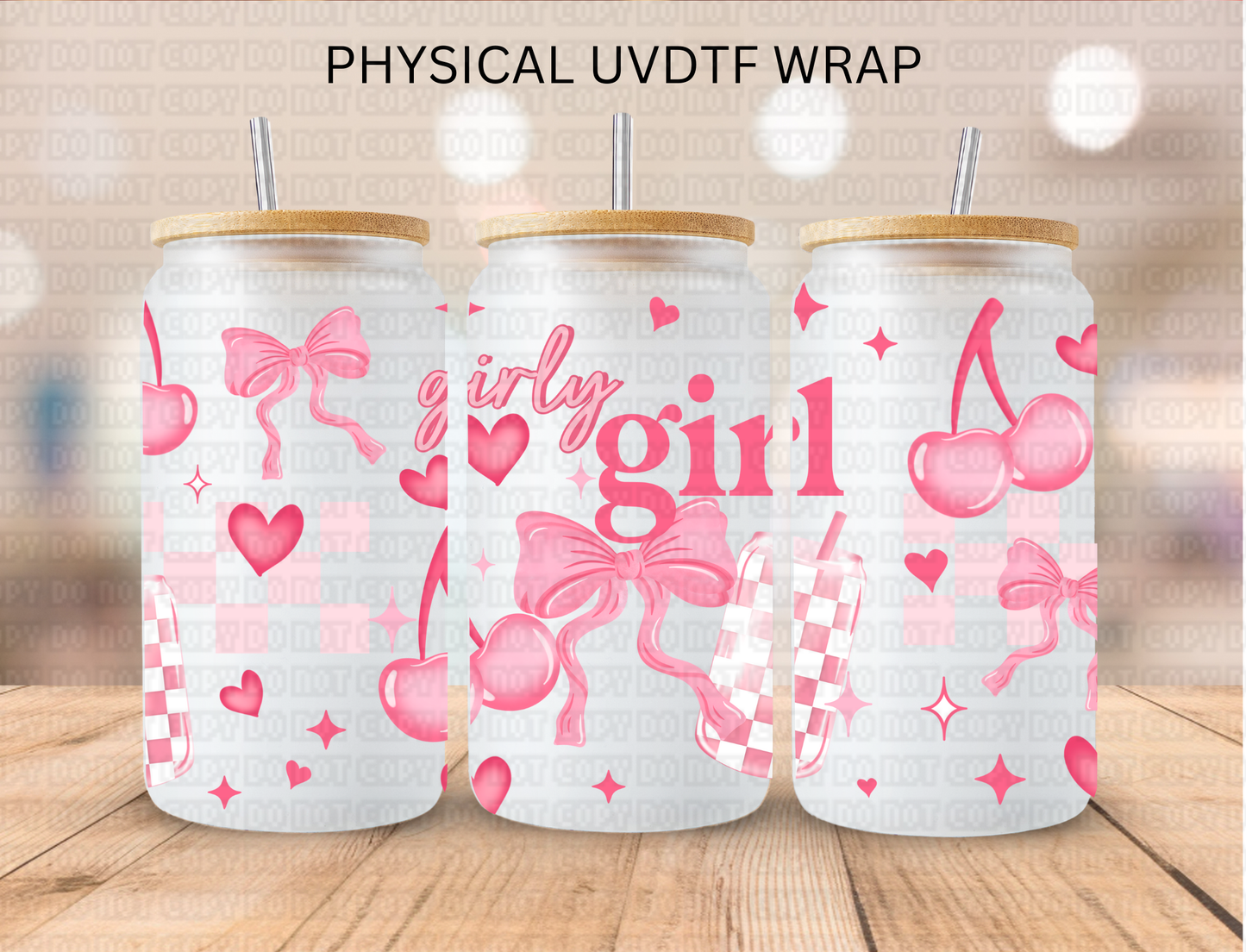 Pink Girly Girl Coquette - 16 oz / 20 oz Libby UV DTF