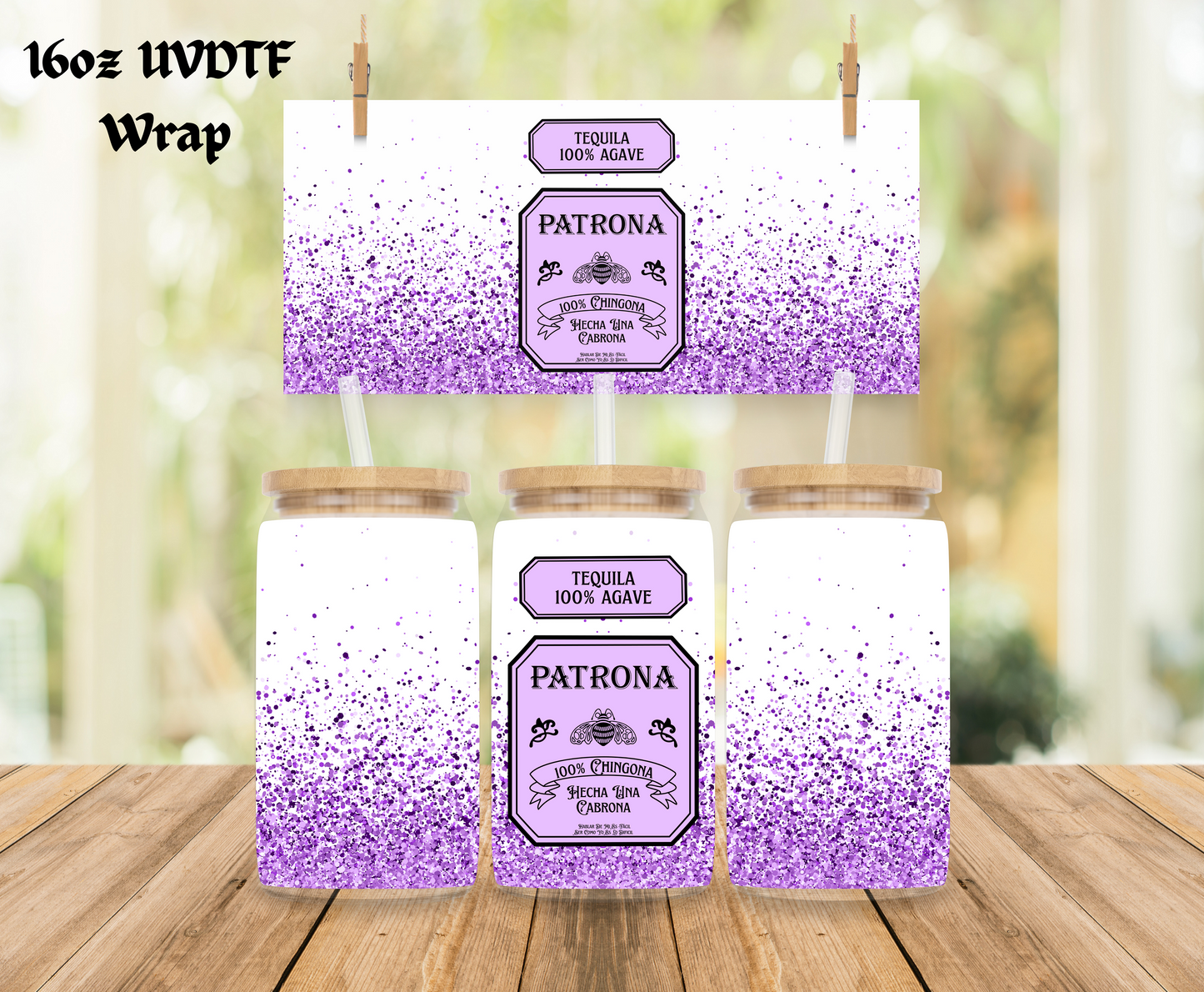 Purple Patrona Tequilas 100% Agave - 16 oz Libby Wrap