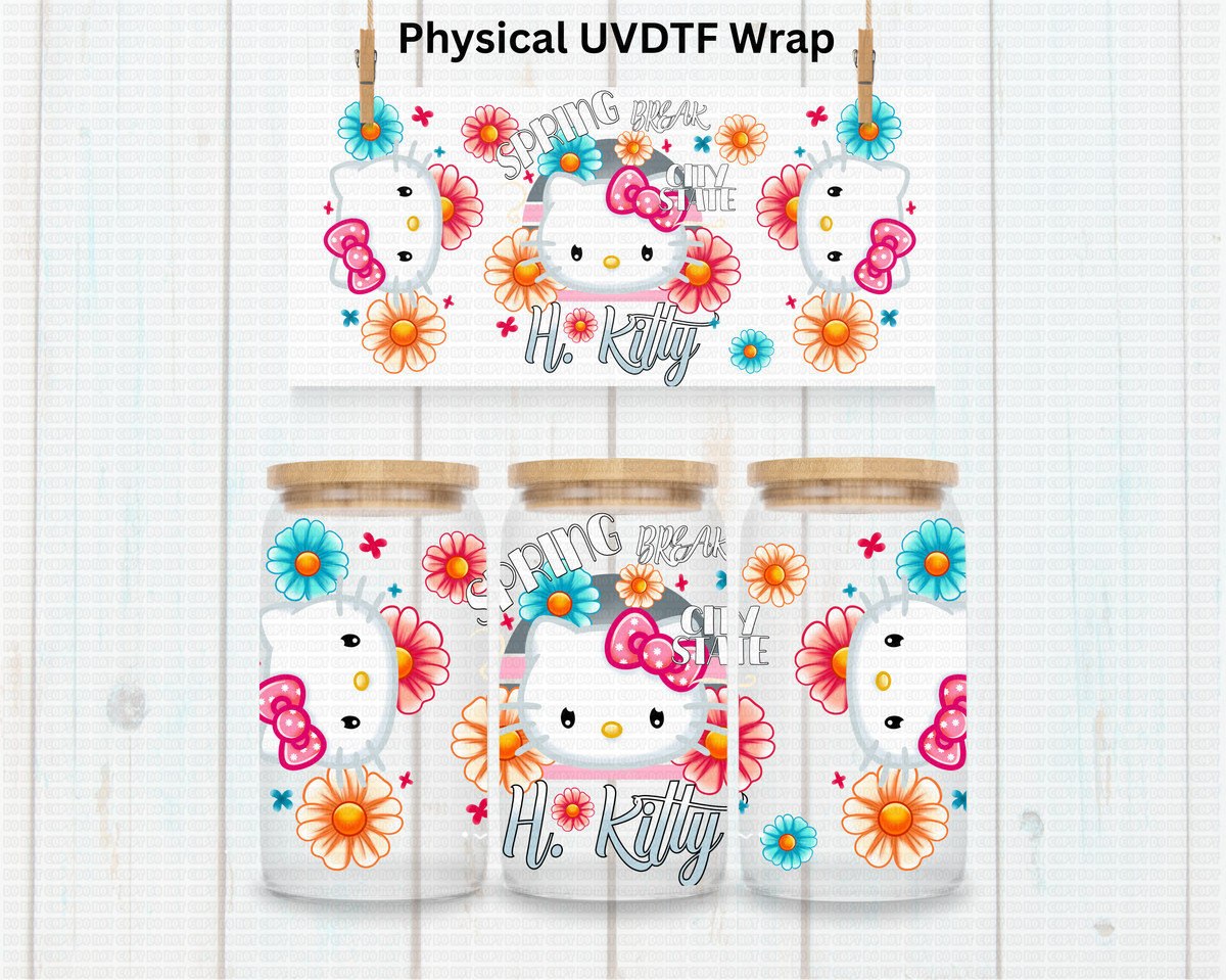 Spring Floral Kitty Ver 2 - 16 oz / 20 oz Libby UV DTF