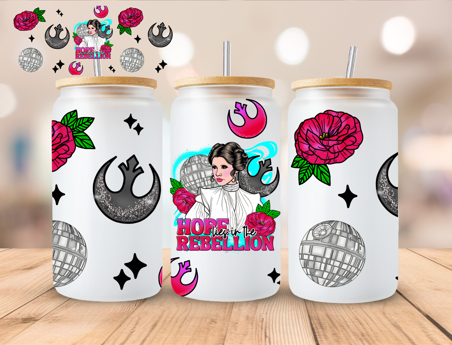 Hope Lies In The Rebellion Star Hero - 16 oz / 20 oz Libby UV DTF Wrap NEACE CO EXCLUSIVE