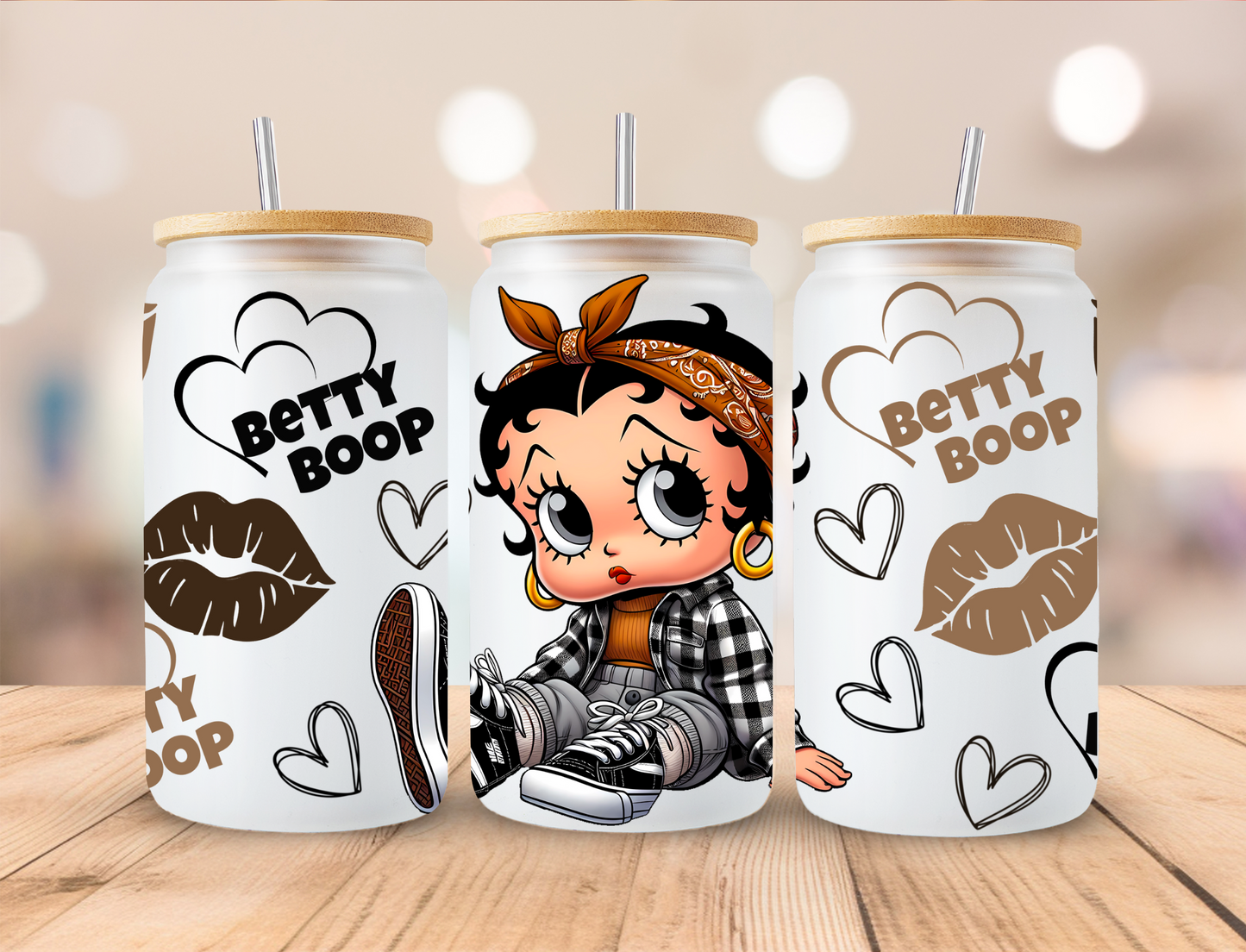 Football Boop - 16 oz Libby UV DTF Wrap EXCLUSIVE DESIGNED