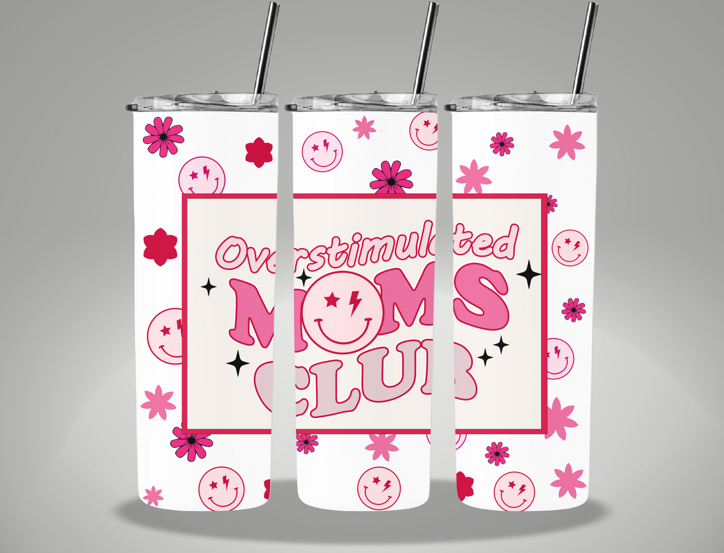 Mother's Day Overstimulated Moms Club - 20oz Skinny Tumbler Wrap