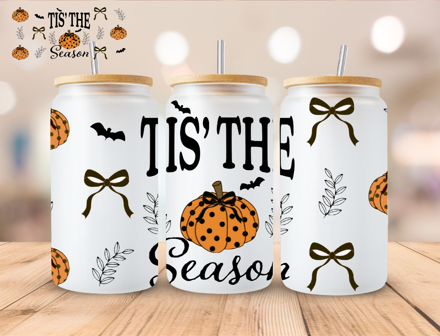 Halloween Tis The Season - 16 oz / 20 oz Libby UV DTF Wrap