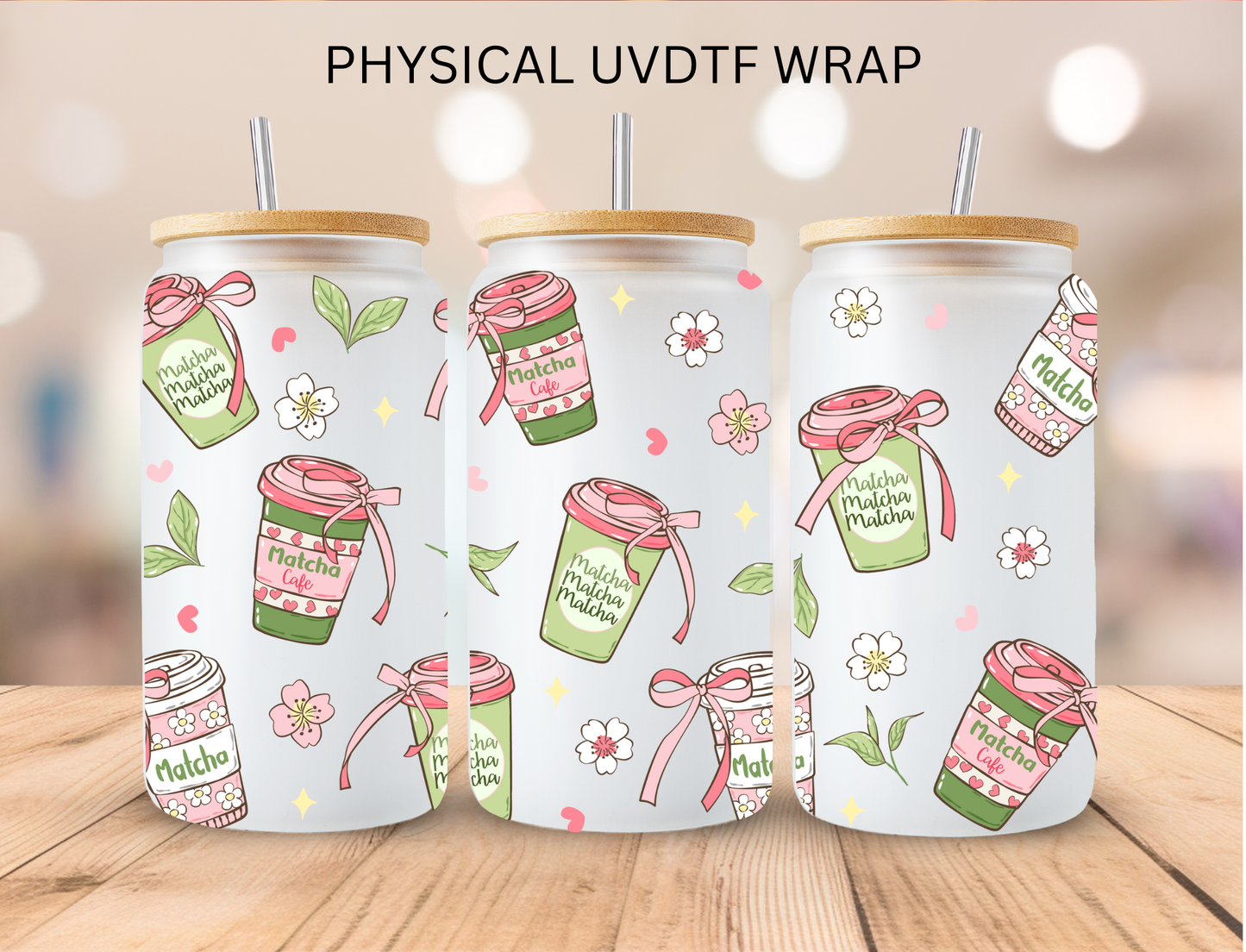 Matcha Cafe - 16 oz / 20 oz Libby UV DTF Wrap