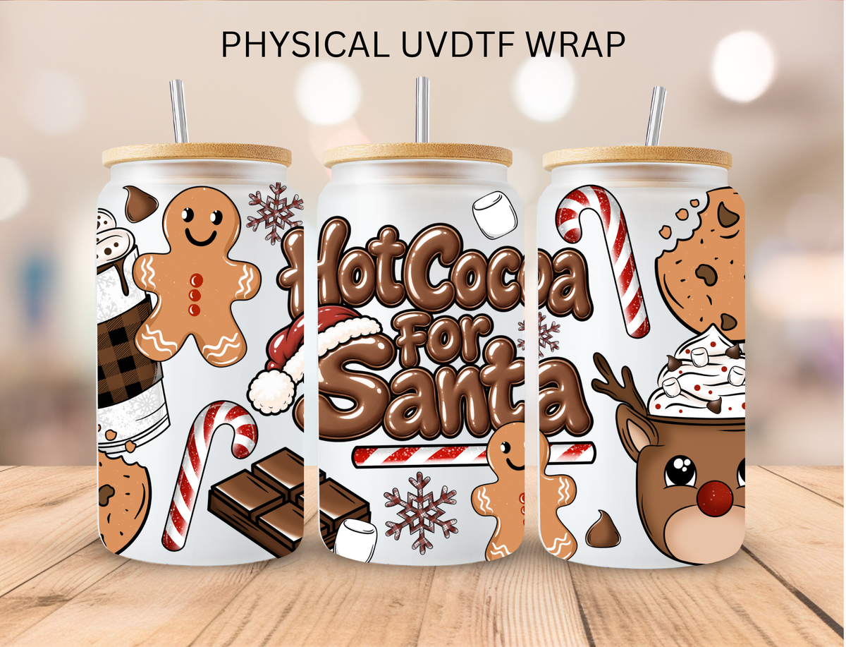 Hot Cocoa For Santa - 16 oz / 20 oz Libby UV DTF Wrap