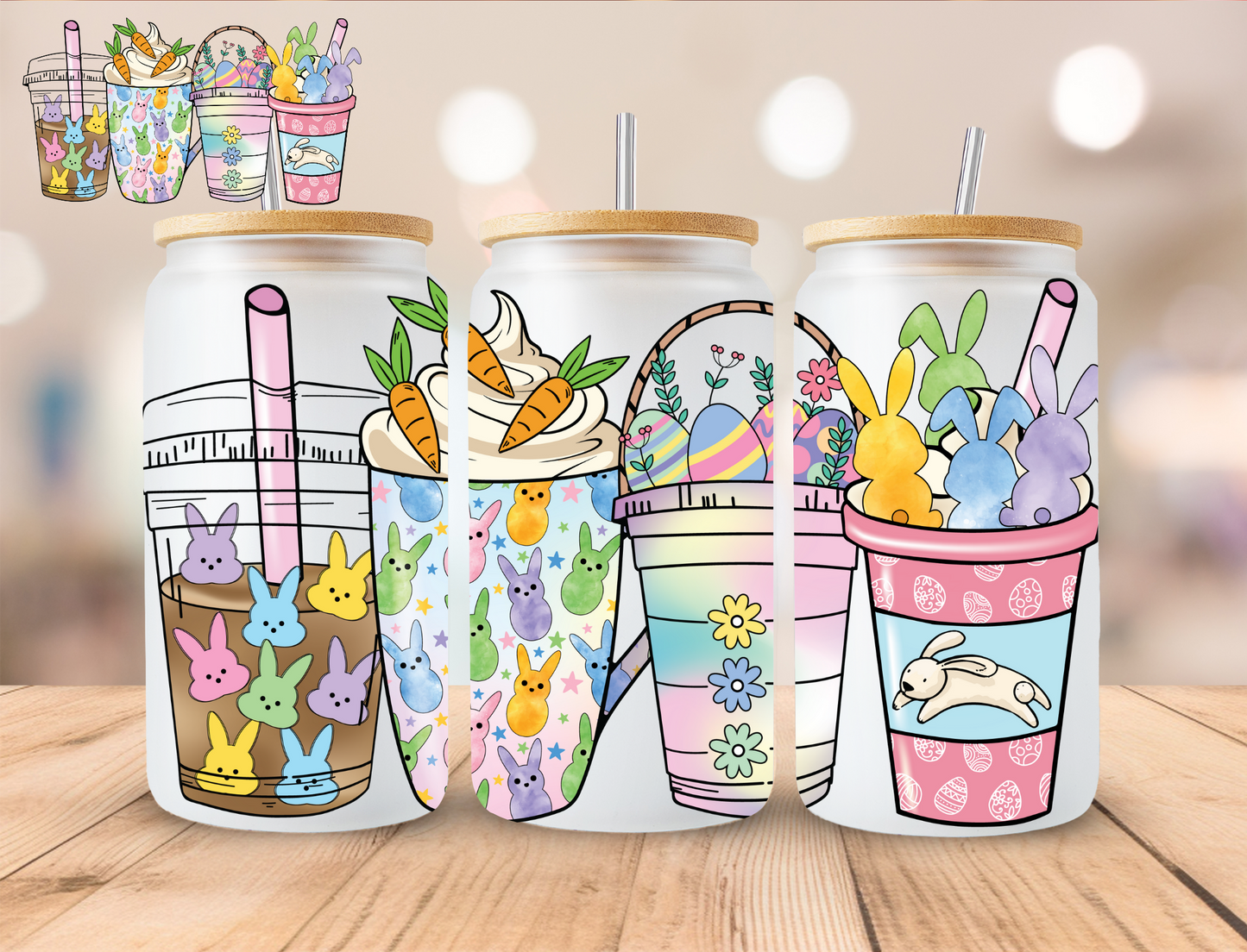 Easter Basket Coffee - 16 oz / 20 oz Libby UV DTF Wrap