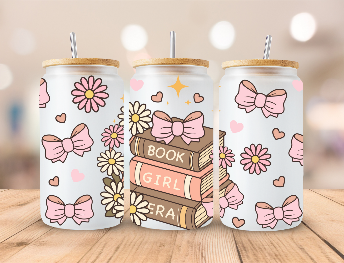 Aesthetic Book Girl Era - 16 oz / 20 oz Libby UV DTF Wrap