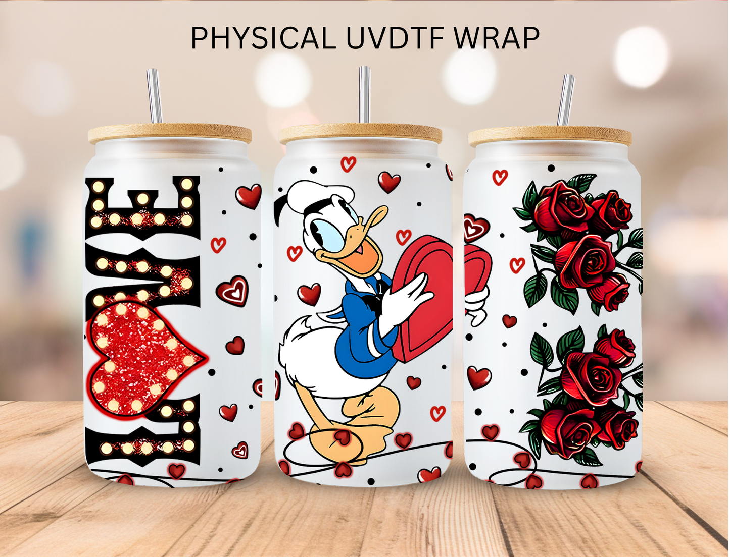 Valentines LOVE Duck - 16 oz / 20 oz Libby UV DTF Wrap