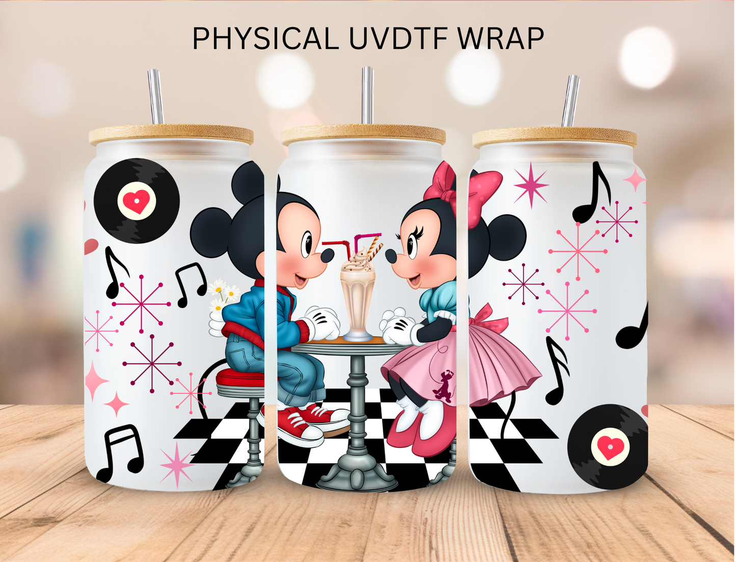 Vintage Diner Mouse Couple - 16 oz / 20 oz Libby UV DTF