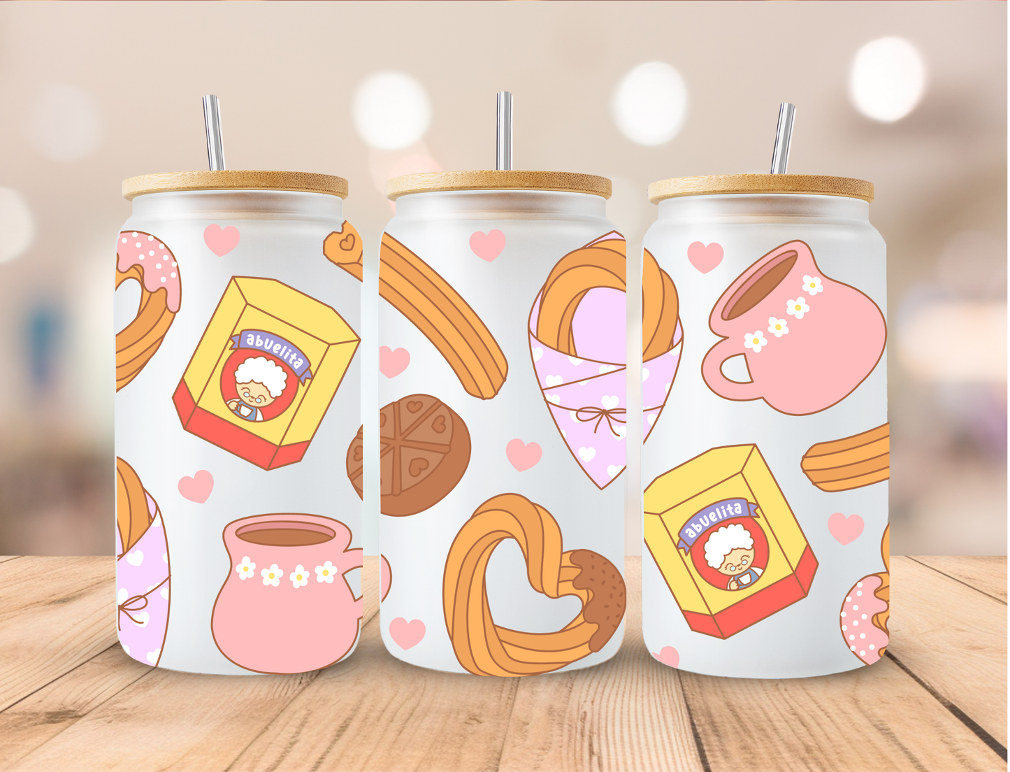 Christmas Abuelita Concha Treats - 16 oz / 20 oz Libby UV DTF Wrap