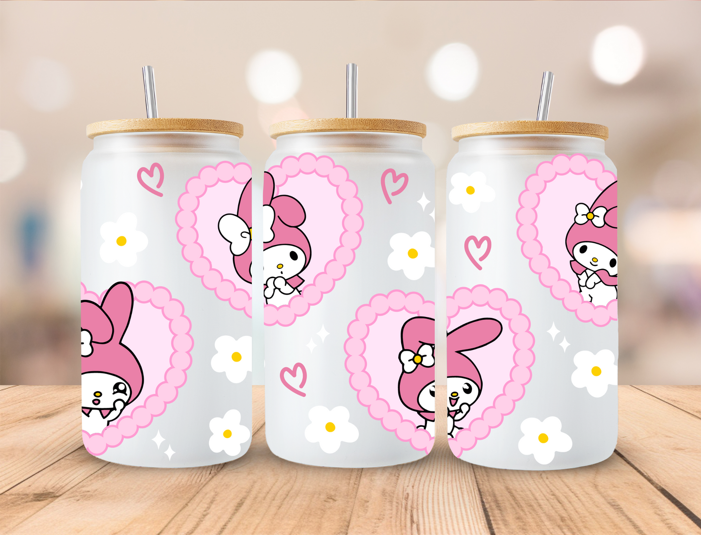 Kuromi My Melody Ruffled Hearts - 16 oz / 20 oz Libby UV DTF Wrap