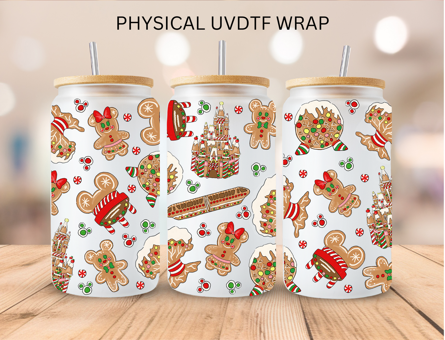 Christmas Gingerbread Mouse Treats - 16 oz / 20 oz Libby UV DTF Wrap