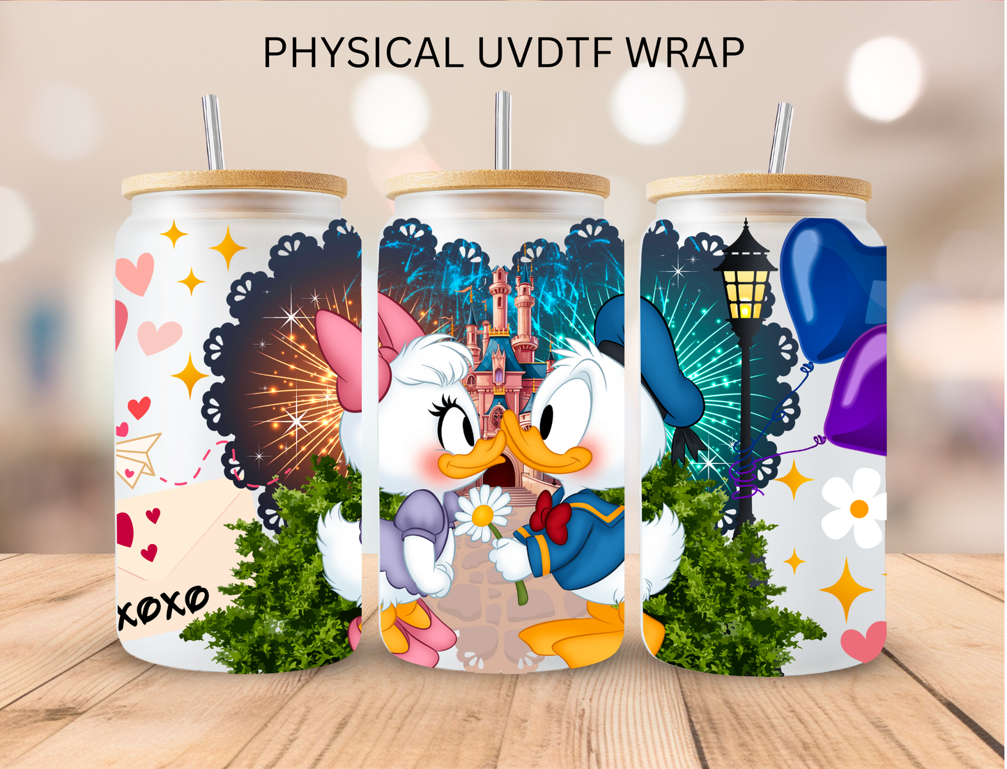 Valentines Donald Couple Duck Love - 16 oz / 20 oz Libby UV DTF