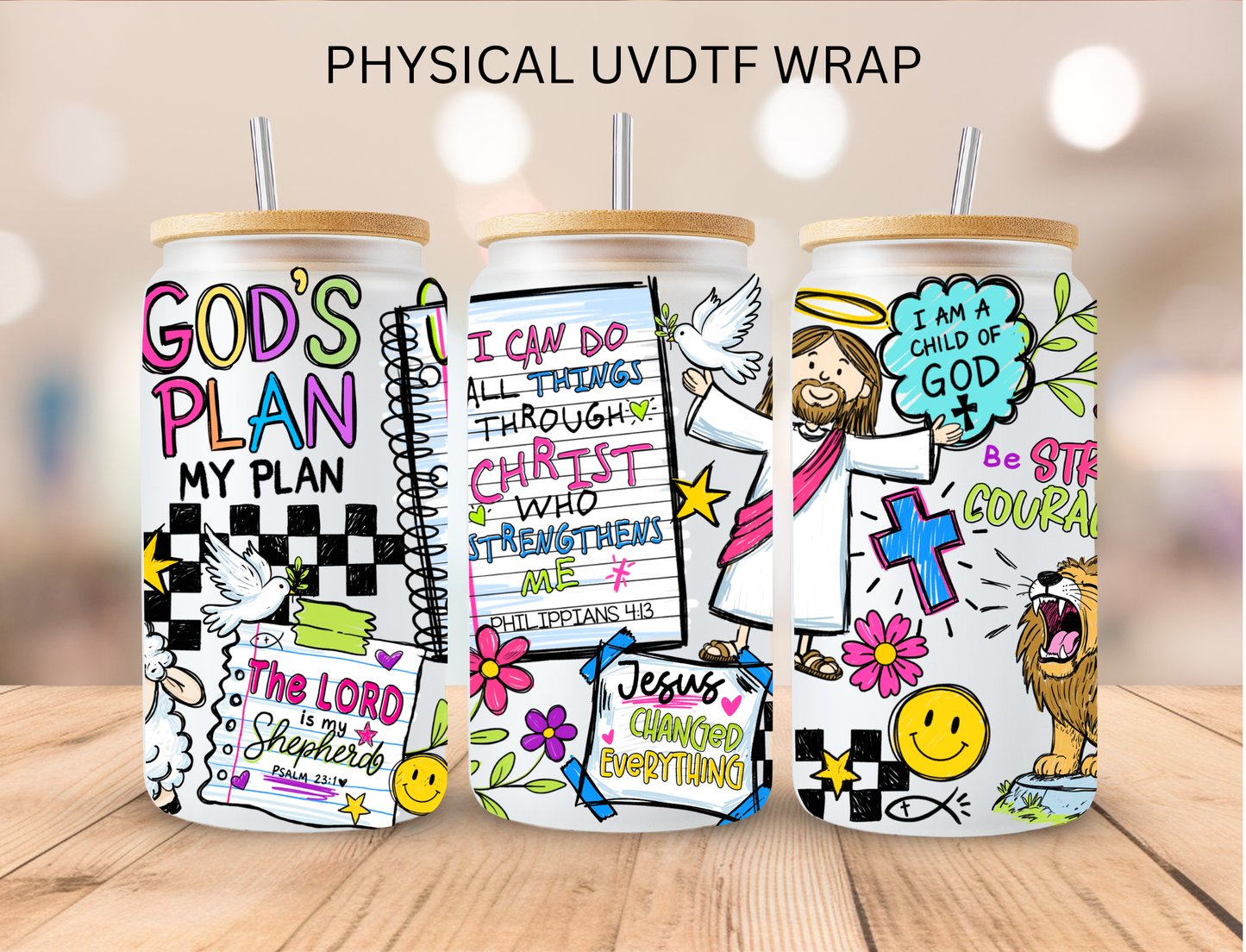 Faith Gods Plan - 16 oz / 20 oz Libby UV DTF Wrap