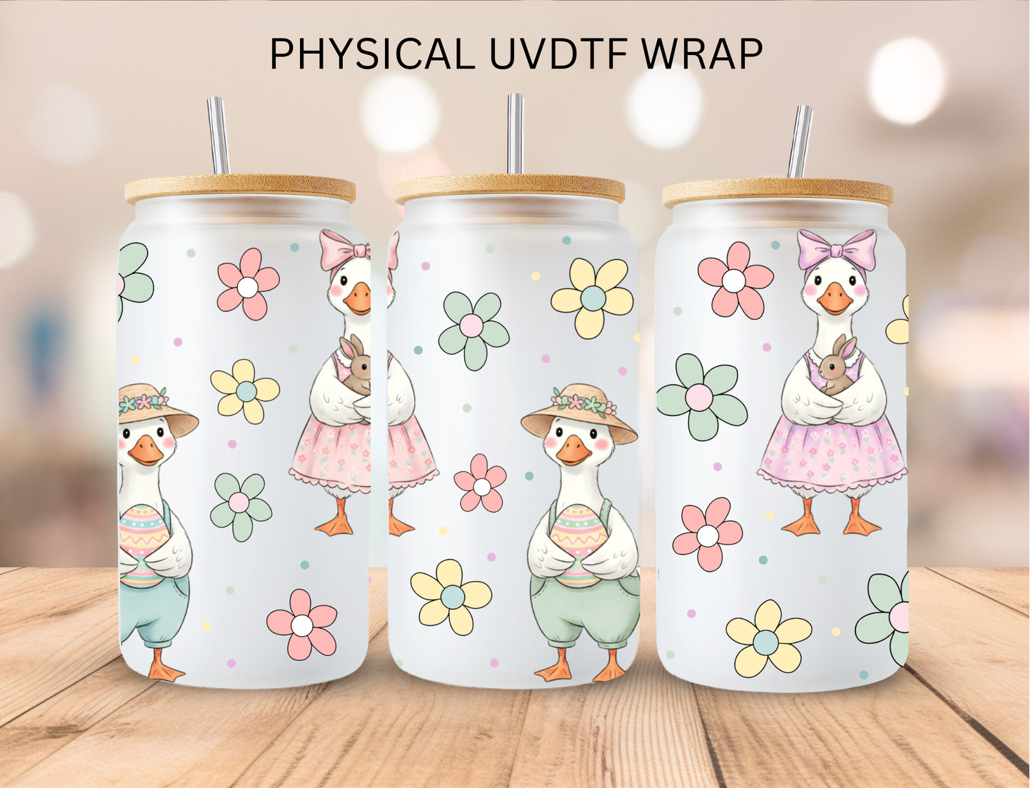 Pastel Easter Ducks - 16 oz / 20 oz Libby UV DTF Wrap