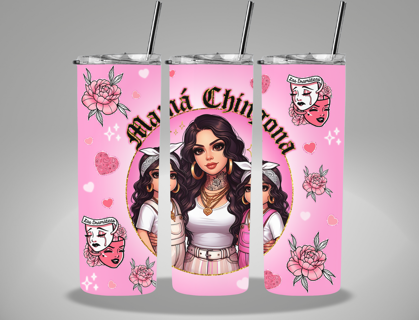 Mother's Day Pink Mama Chingona - 20oz Skinny Tumbler Wrap