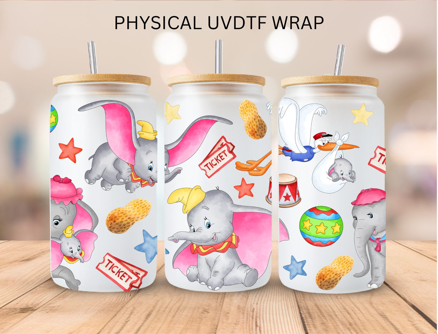 Watercolor Circus Elephant - 16 oz / 20 oz Libby UV DTF
