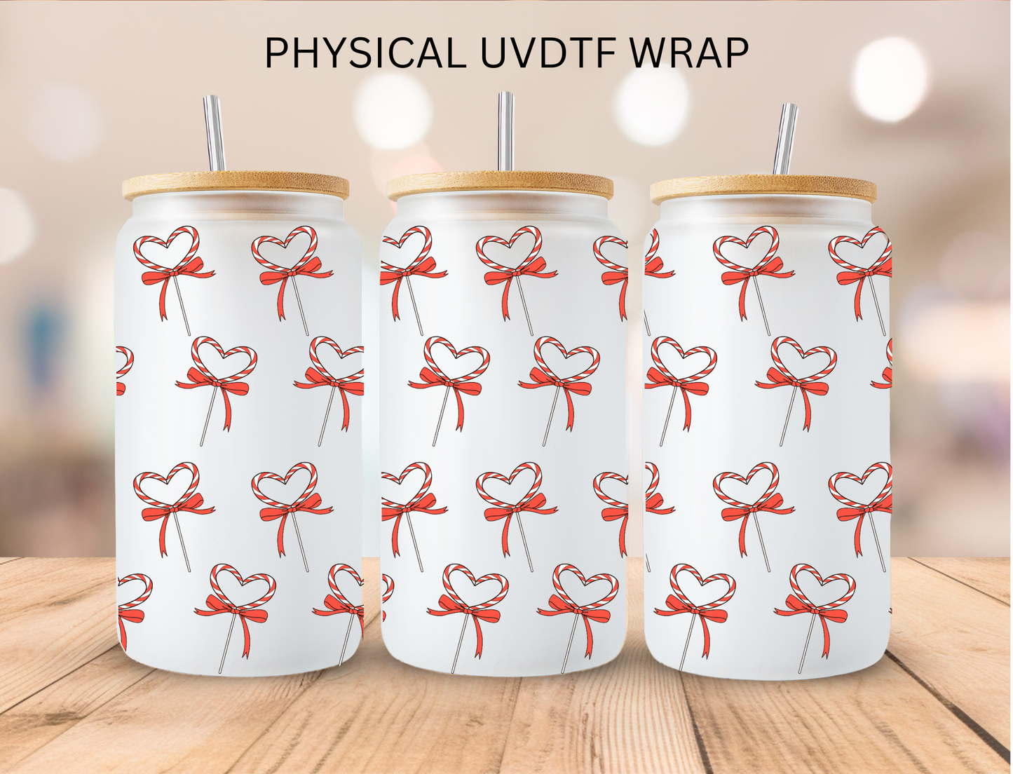 Valentines Pink Heart Lolipop - 16 oz / 20 oz Libby UV DTF Wrap