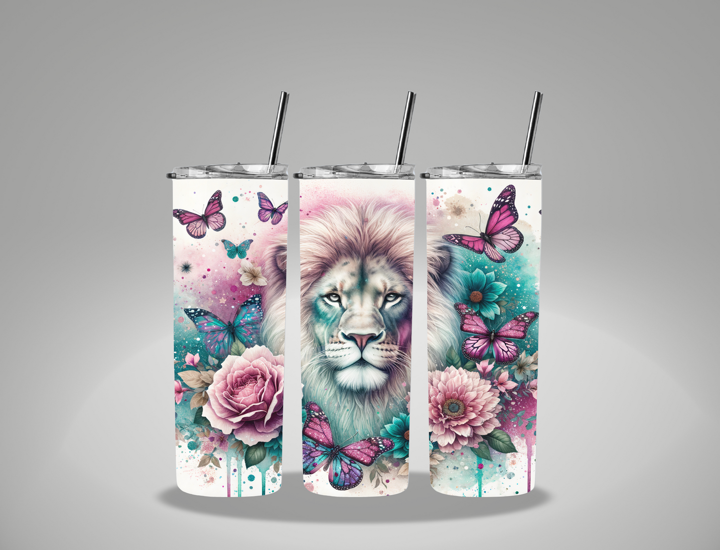 Floral Lion - 20oz Skinny Tumbler Wrap