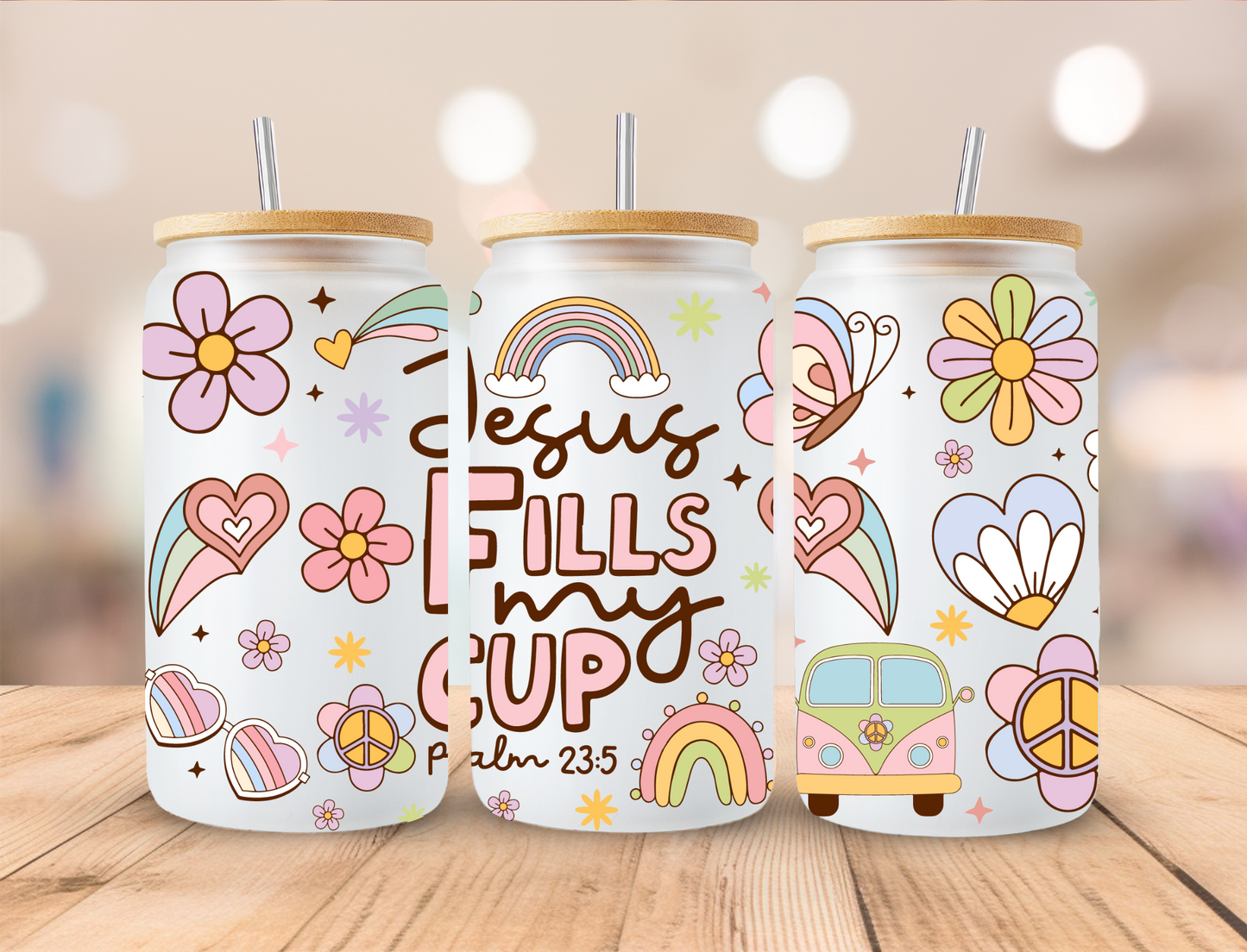 Jesus Fills My Cup - 16 oz / 20 oz Libby UV DTF Wrap