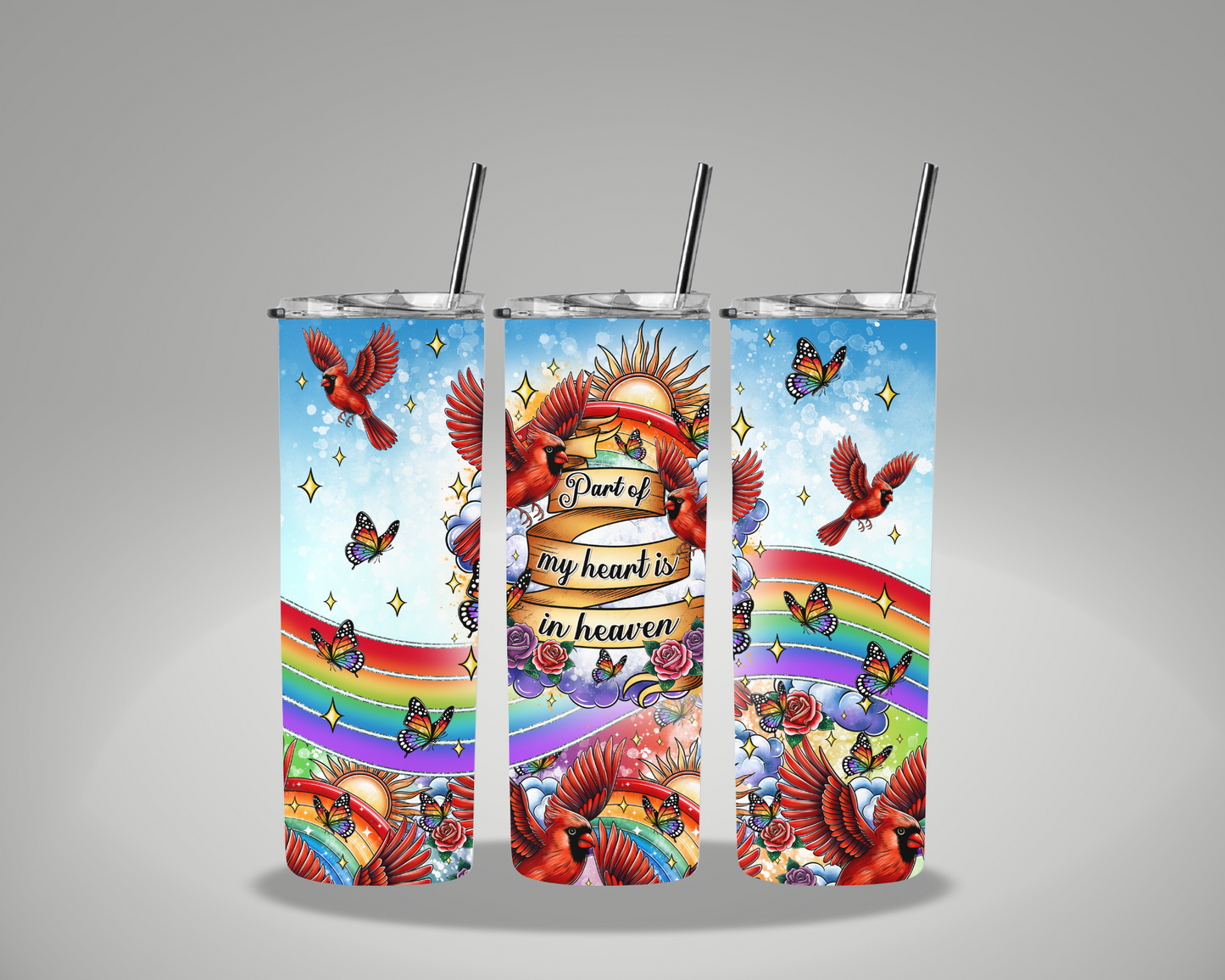 Part Of My Heart Is In Heaven - 20oz Skinny Tumbler Wrap GRAVITIES EXCLUSIVE