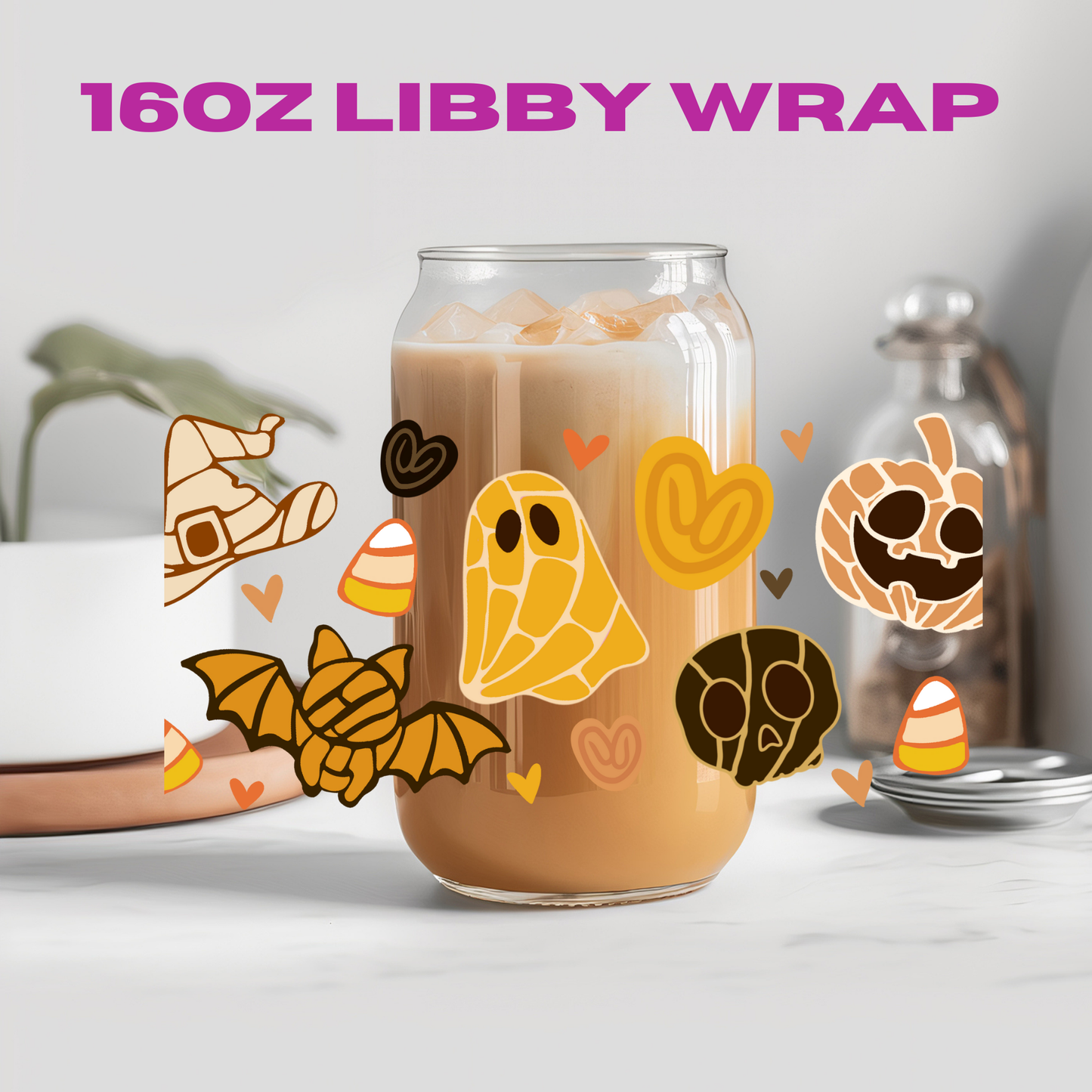 Halloween Concha Treats - 16 oz / 20 oz Libby UV DTF Wrap
