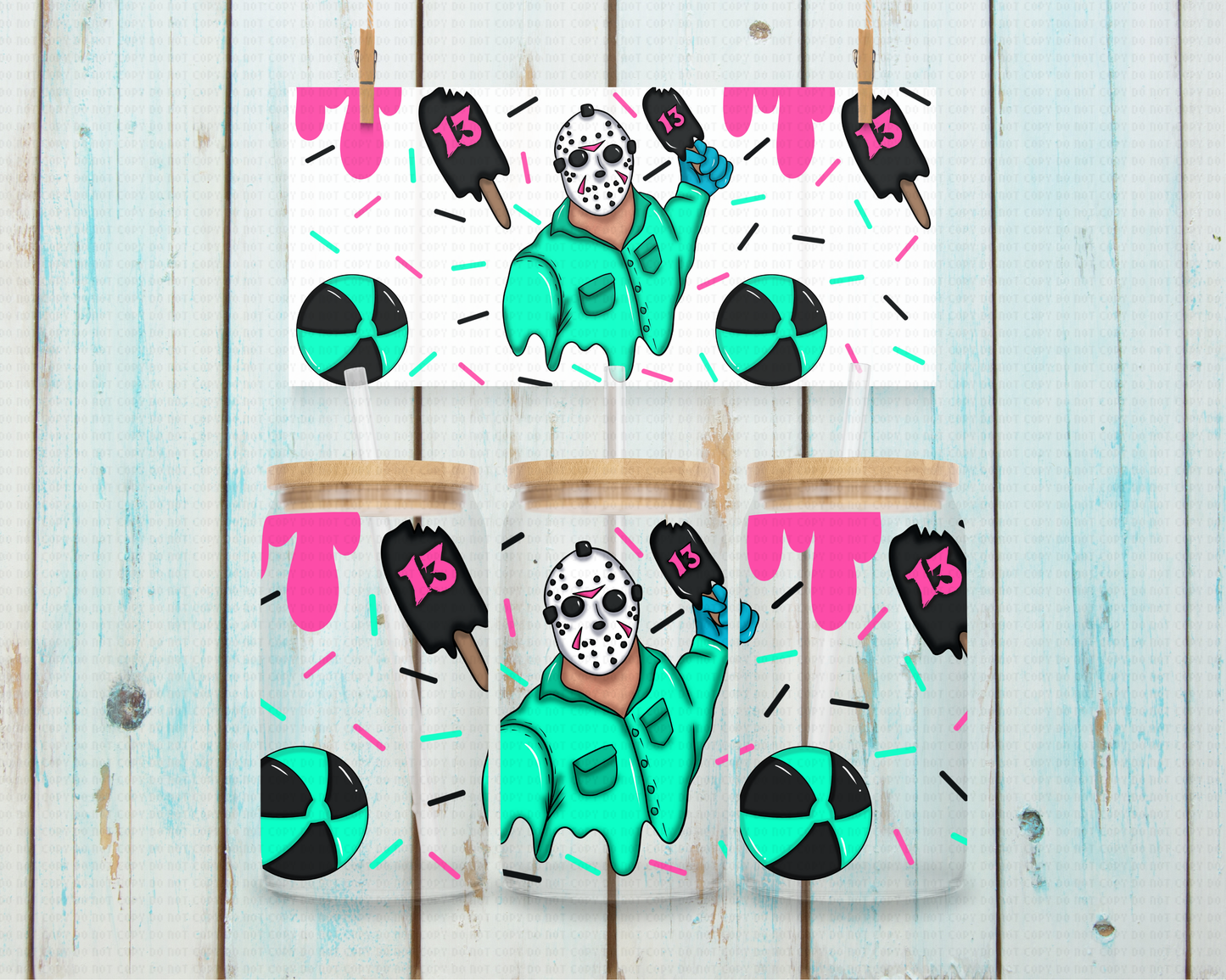 Horror Ice Cream Jason - 16 oz / 20 oz Libby UV DTF Wrap Ghoulish Bruja EXCLUSIVE