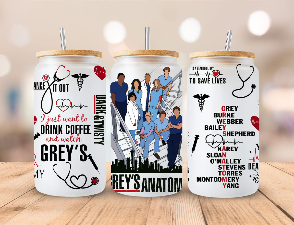 Greys Anatomy - 16 oz / 20 oz Libby UV DTF Wrap