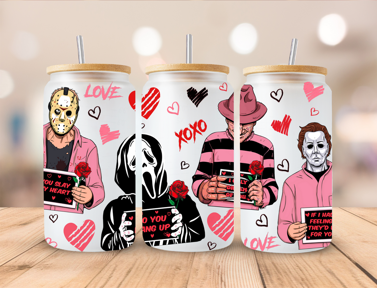 Valetines Horror Mugshot - 16 oz / 20 oz Libby UV DTF Wrap